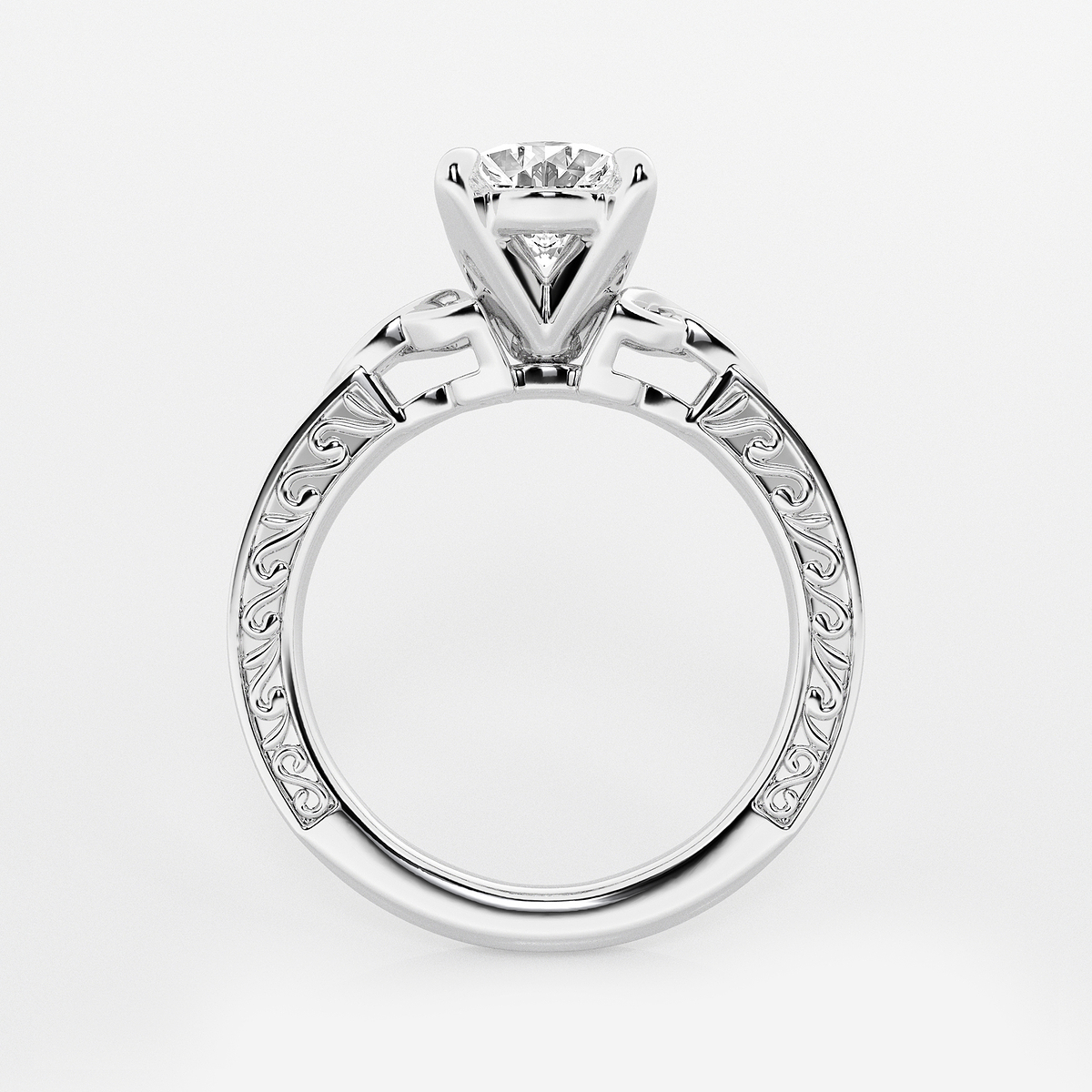 Additional Image 1 for  2 ctw Oval Lab Grown Diamond Vintage Inspired Celtic Side Stone Engagement Ring