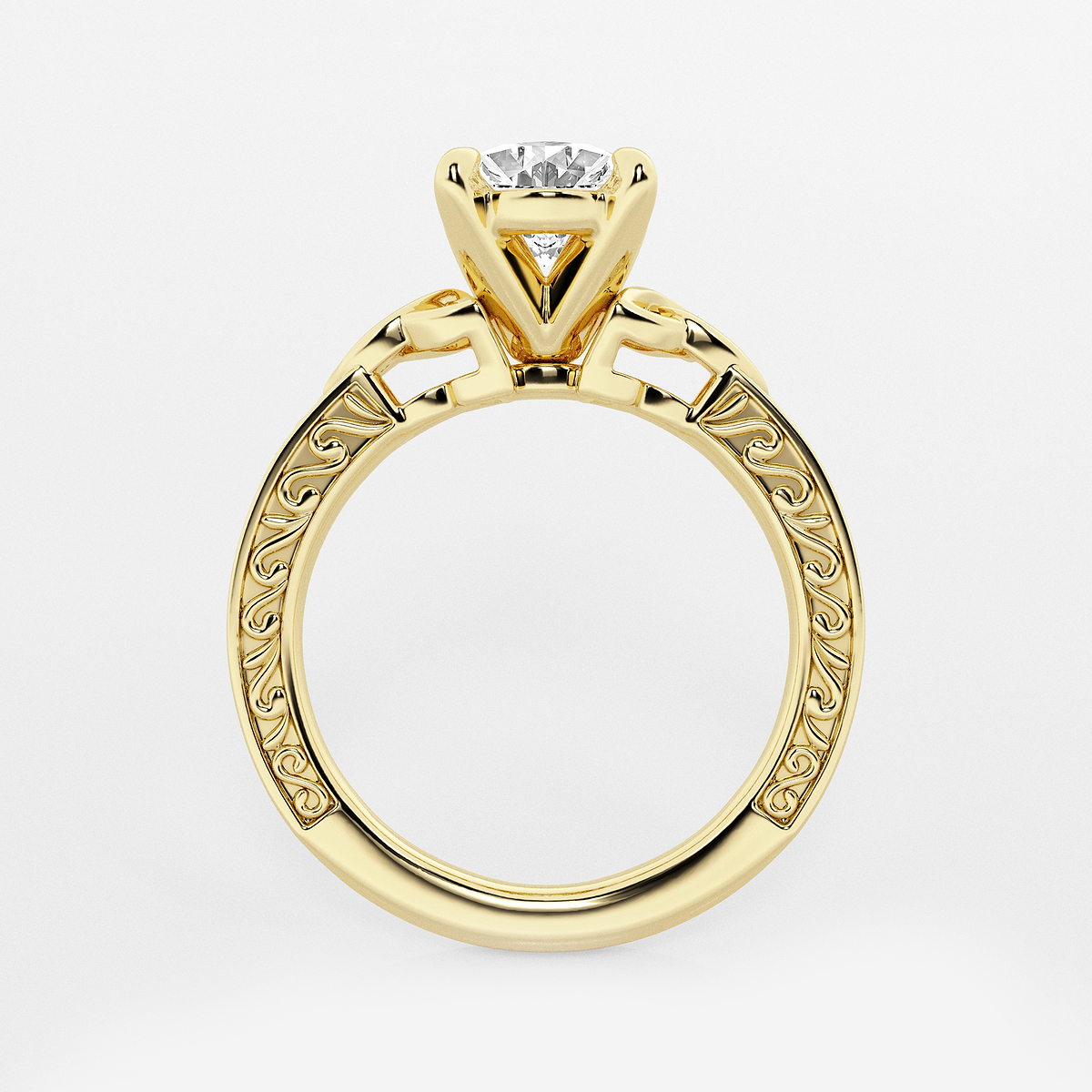 Additional Image 1 for  2 ctw Oval Lab Grown Diamond Vintage Inspired Celtic Side Stone Engagement Ring
