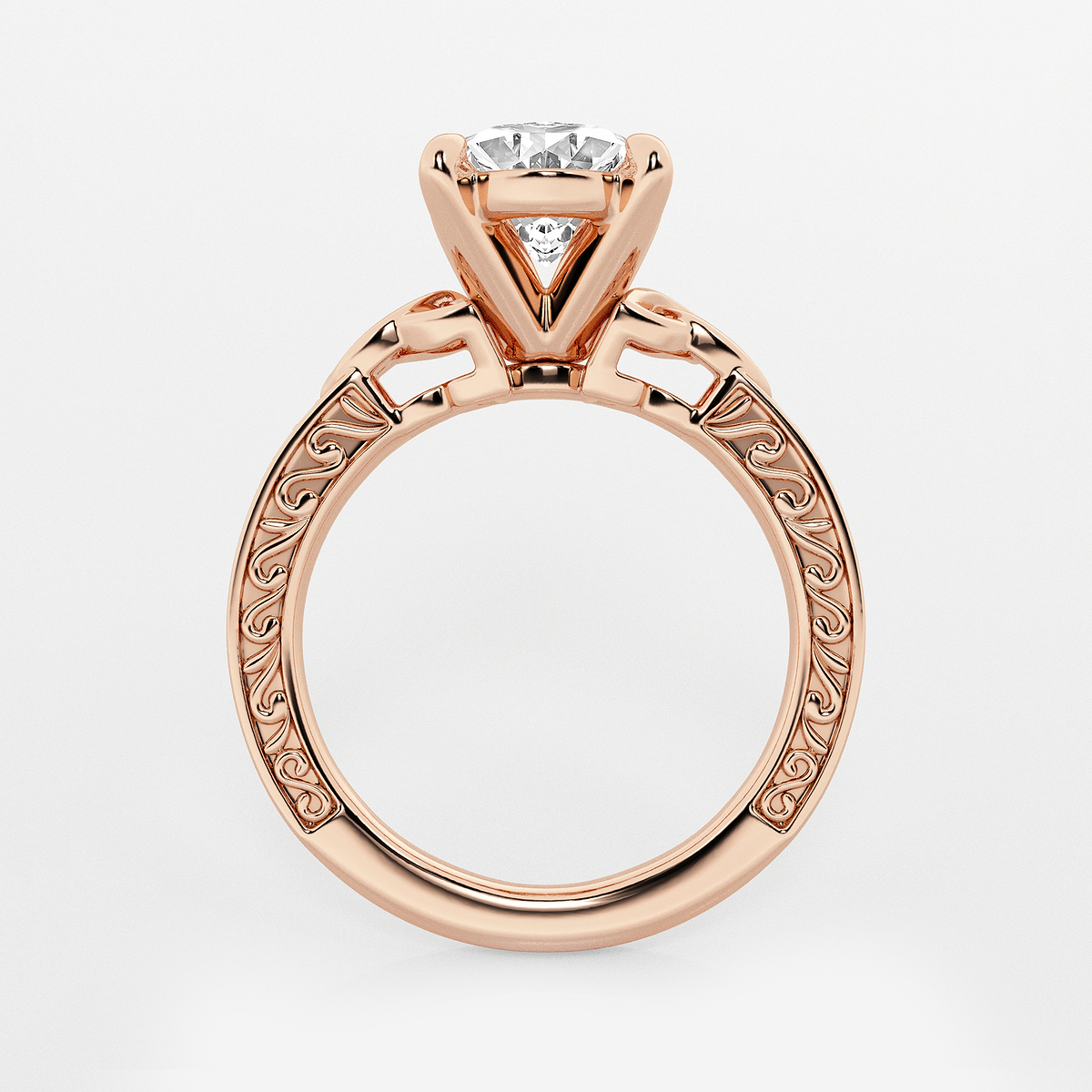 Additional Image 1 for  3 ctw Oval Lab Grown Diamond Vintage Inspired Celtic Side Stone Engagement Ring