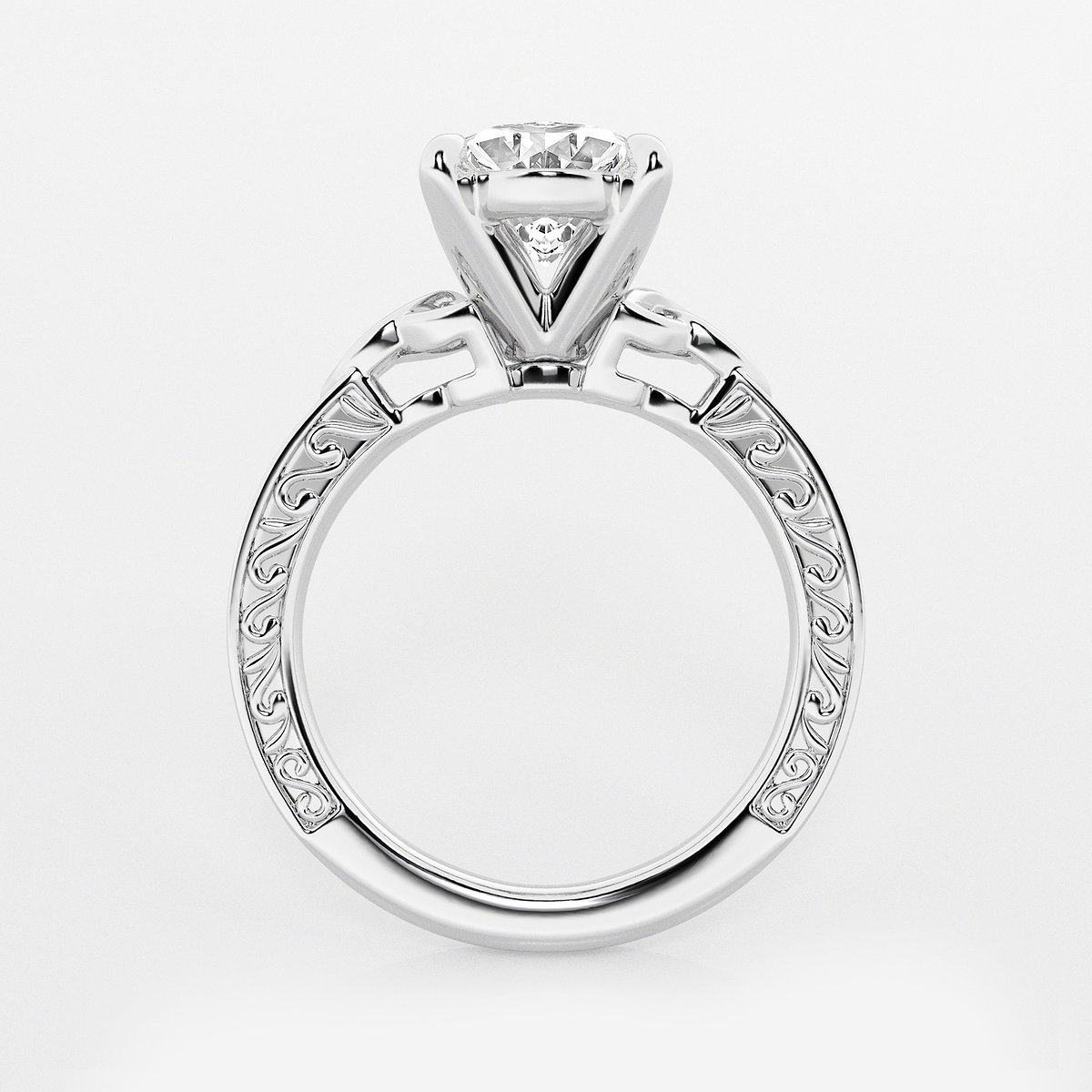 Additional Image 1 for  3 ctw Oval Lab Grown Diamond Vintage Inspired Celtic Side Stone Engagement Ring