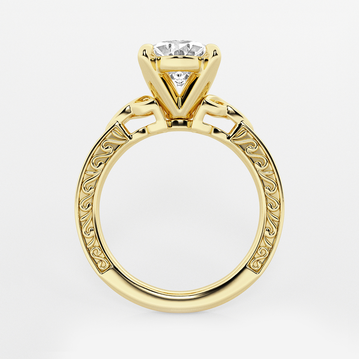 Additional Image 1 for  3 ctw Oval Lab Grown Diamond Vintage Inspired Celtic Side Stone Engagement Ring