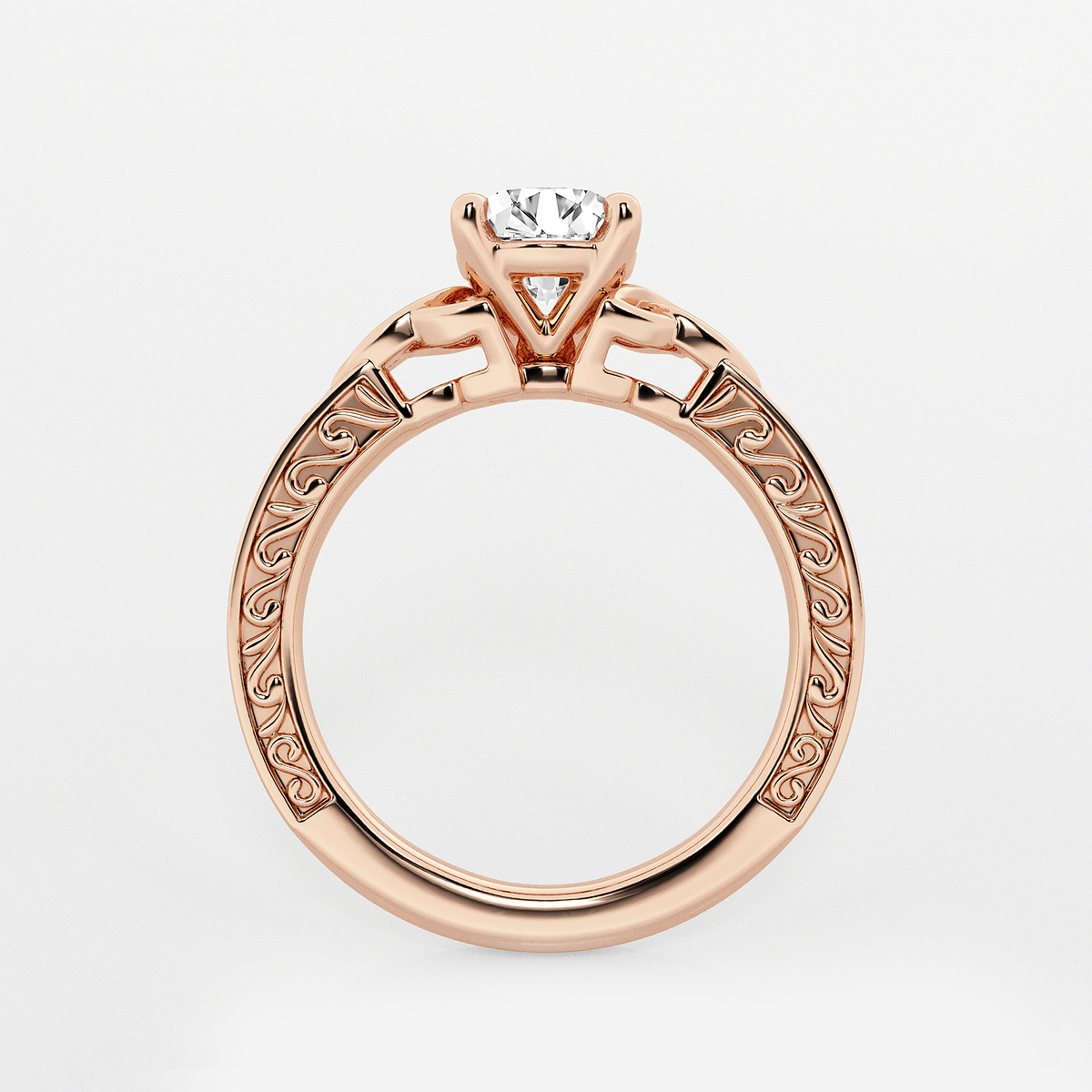 Additional Image 1 for  1 ctw Round Lab Grown Diamond Vintage Inspired Celtic Side Stone Engagement Ring