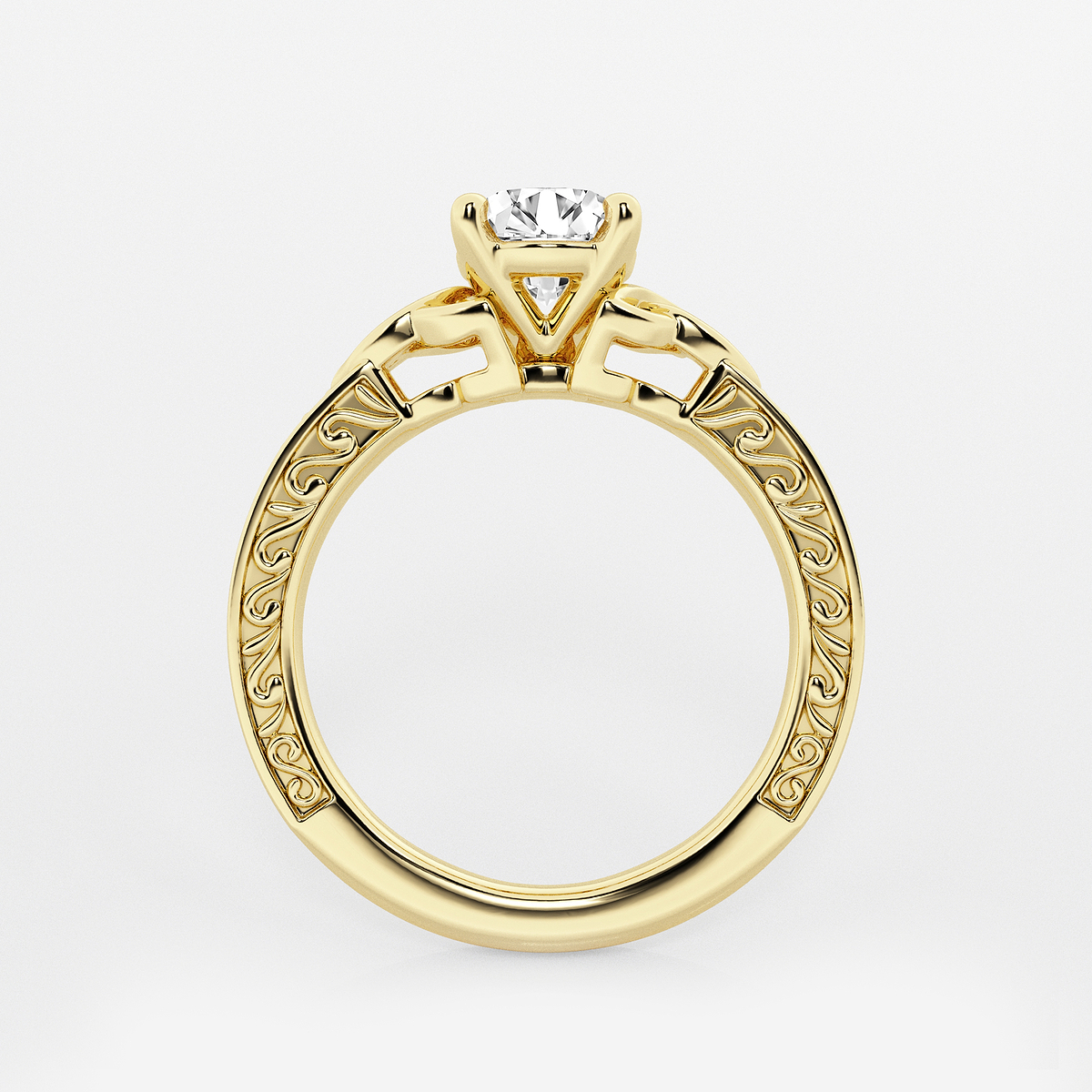 Additional Image 1 for  1 ctw Round Lab Grown Diamond Vintage Inspired Celtic Side Stone Engagement Ring