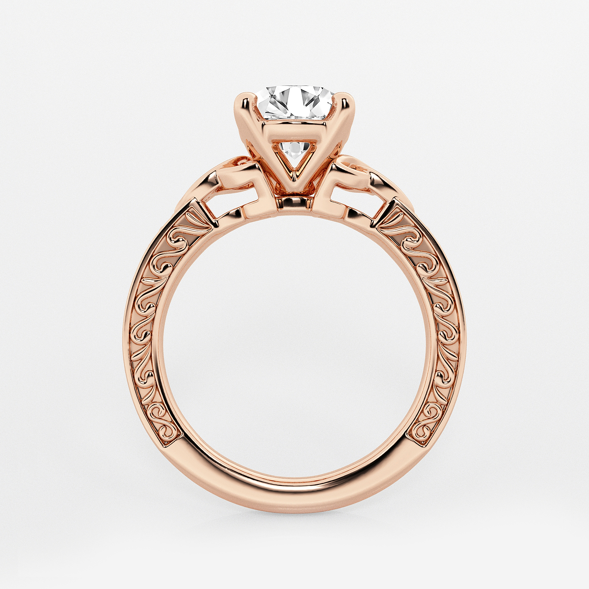 Additional Image 1 for  1 1/2 ctw Round Lab Grown Diamond Vintage Inspired Celtic Side Stone Engagement Ring