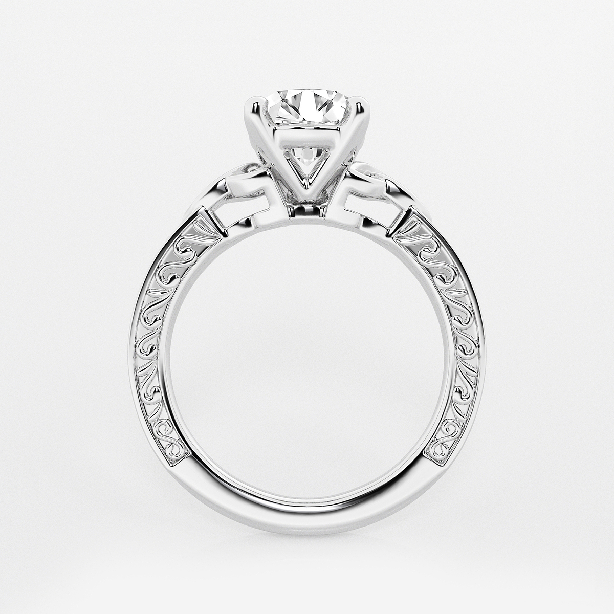 Additional Image 1 for  1 1/2 ctw Round Lab Grown Diamond Vintage Inspired Celtic Side Stone Engagement Ring