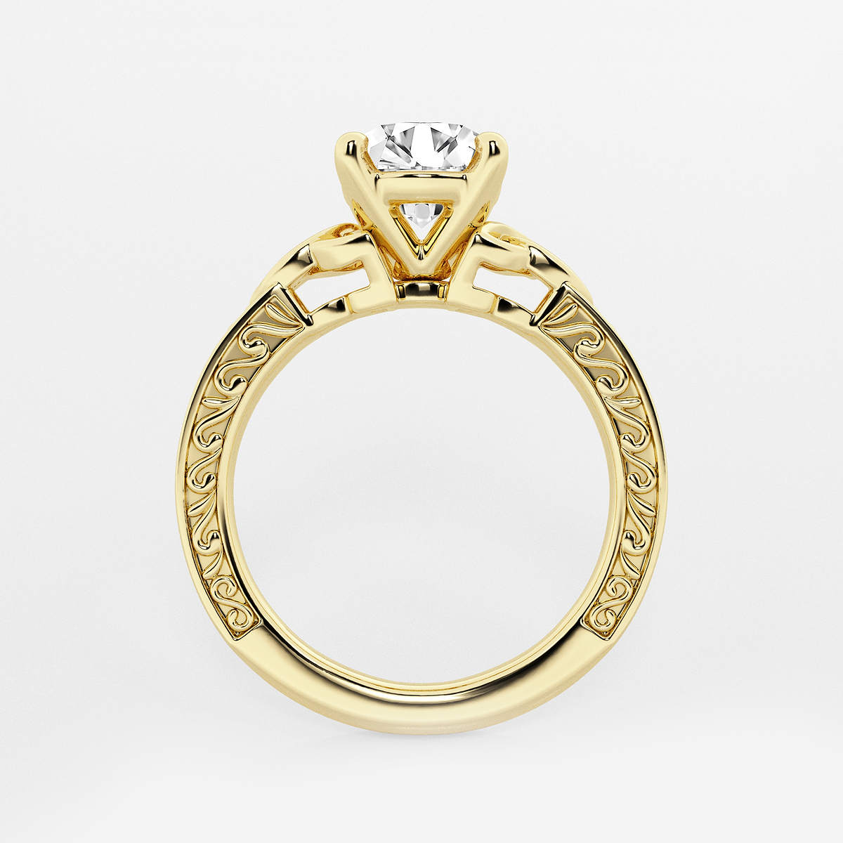 Additional Image 1 for  1 1/2 ctw Round Lab Grown Diamond Vintage Inspired Celtic Side Stone Engagement Ring