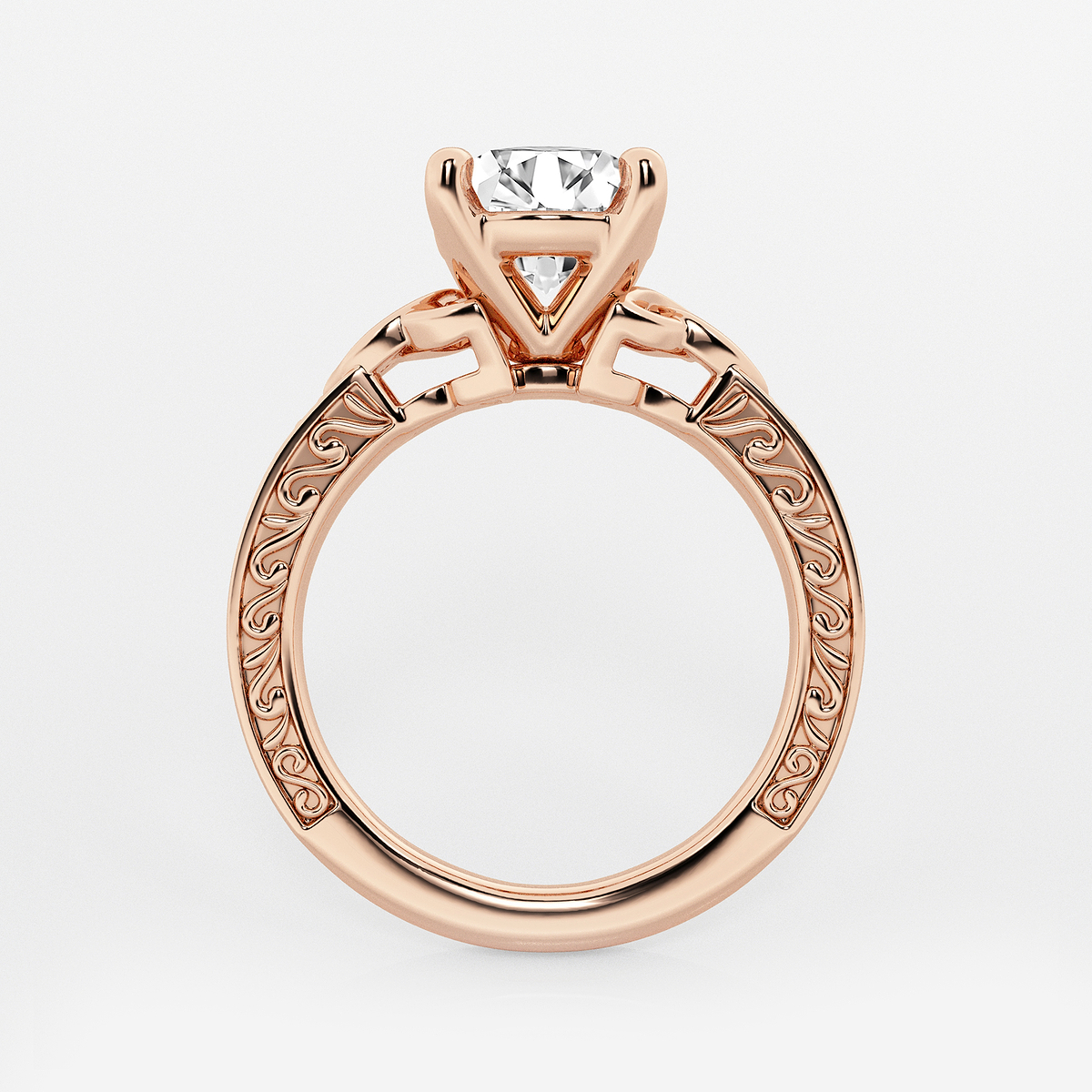 Additional Image 1 for  2 ctw Round Lab Grown Diamond Vintage Inspired Celtic Side Stone Engagement Ring