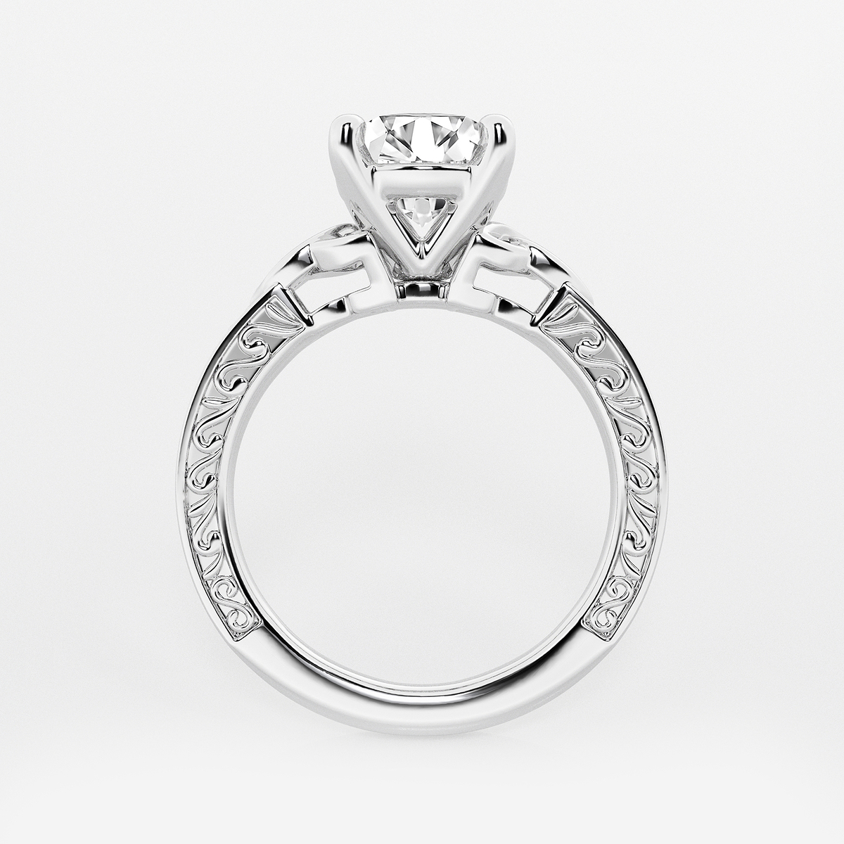 Additional Image 1 for  2 ctw Round Lab Grown Diamond Vintage Inspired Celtic Side Stone Engagement Ring