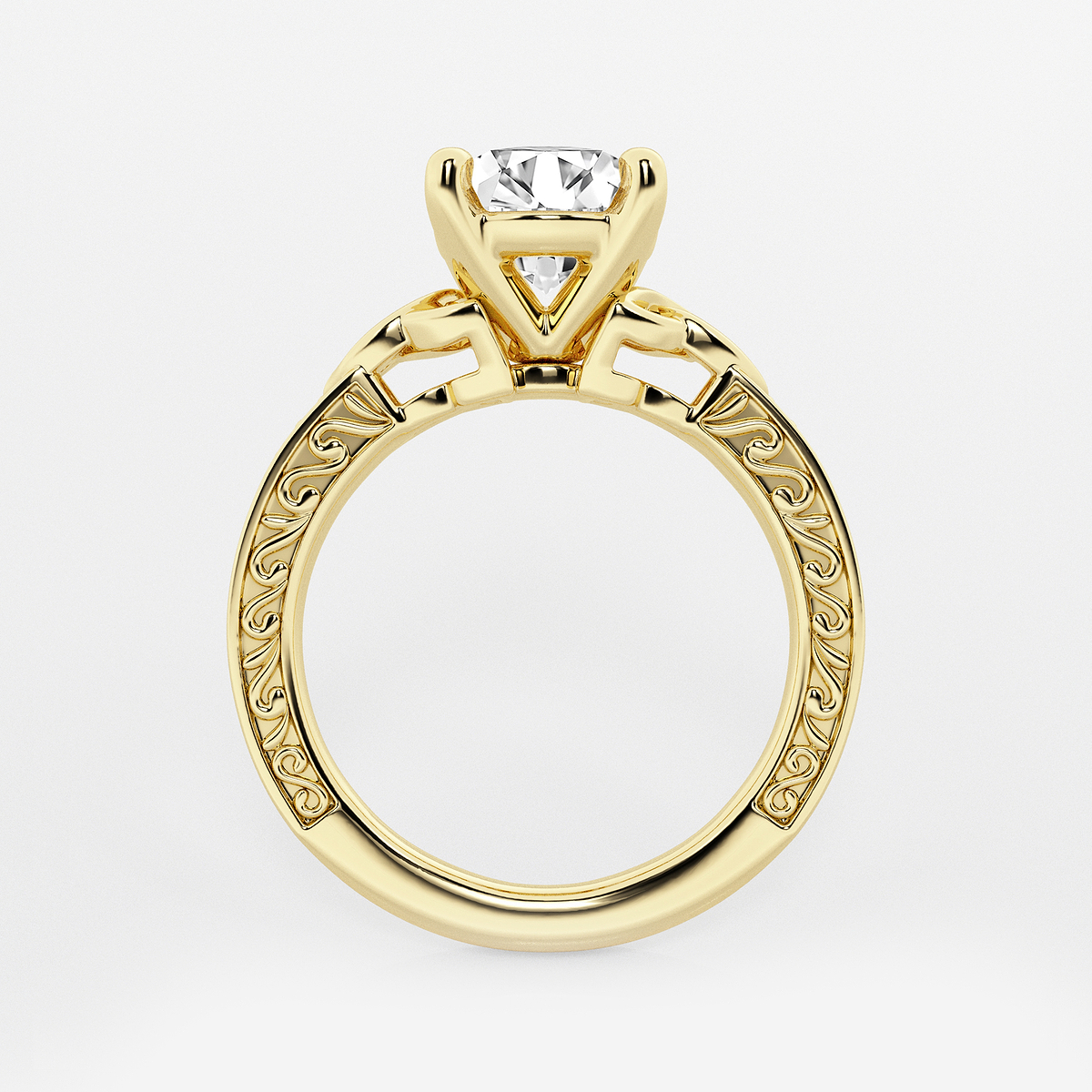 Additional Image 1 for  2 ctw Round Lab Grown Diamond Vintage Inspired Celtic Side Stone Engagement Ring