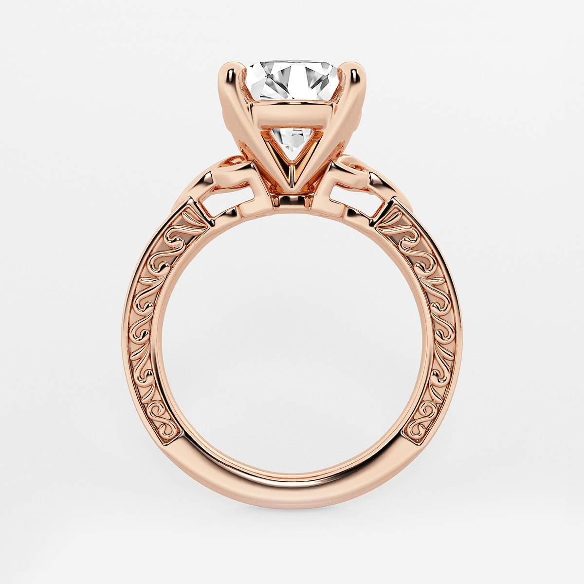 Additional Image 1 for  3 ctw Round Lab Grown Diamond Vintage Inspired Celtic Side Stone Engagement Ring