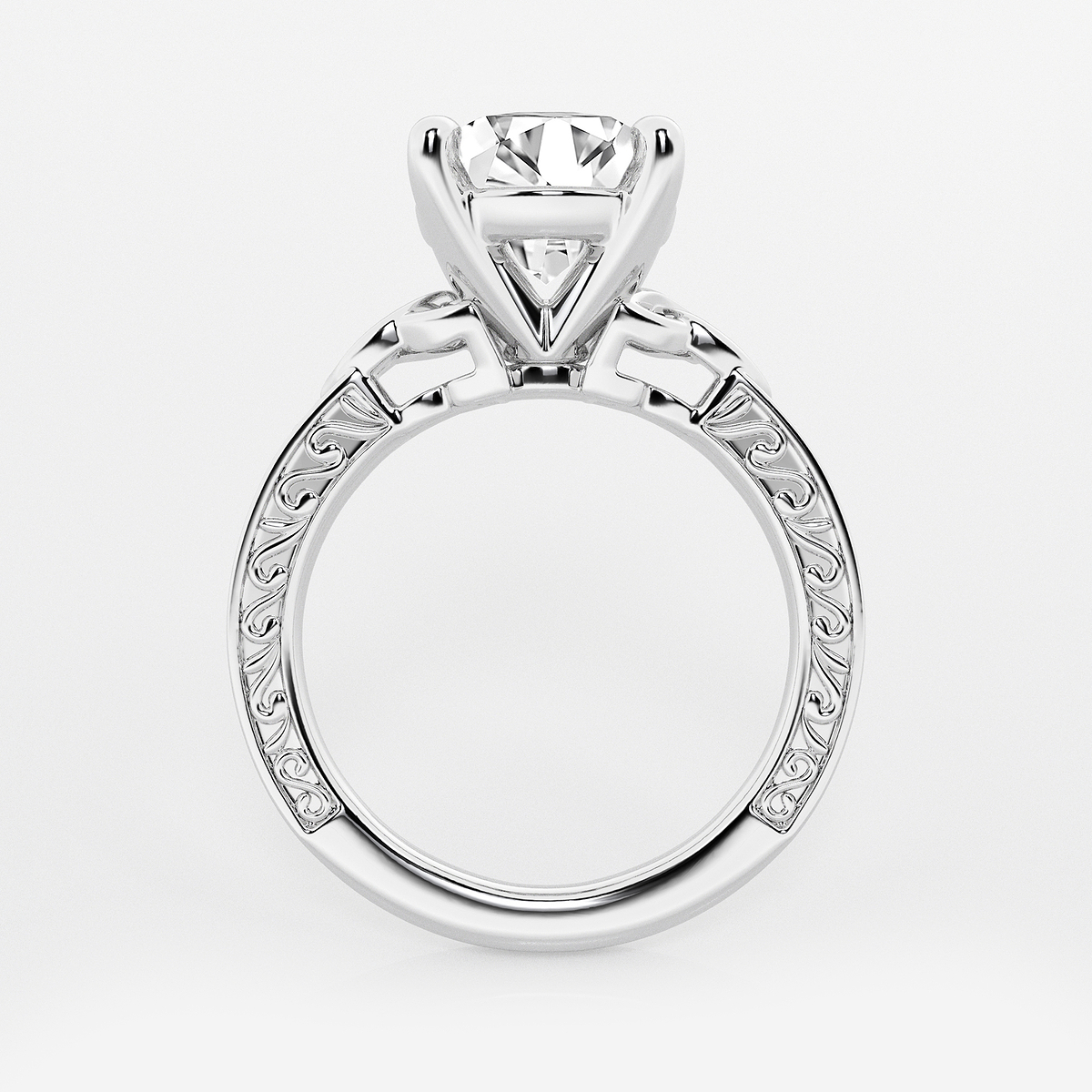 Additional Image 1 for  3 ctw Round Lab Grown Diamond Vintage Inspired Celtic Side Stone Engagement Ring