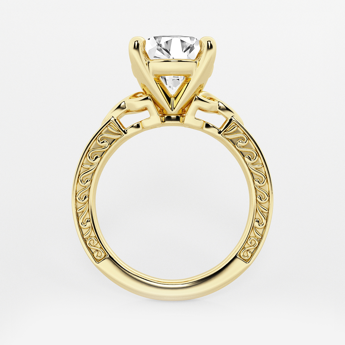 Additional Image 1 for  3 ctw Round Lab Grown Diamond Vintage Inspired Celtic Side Stone Engagement Ring