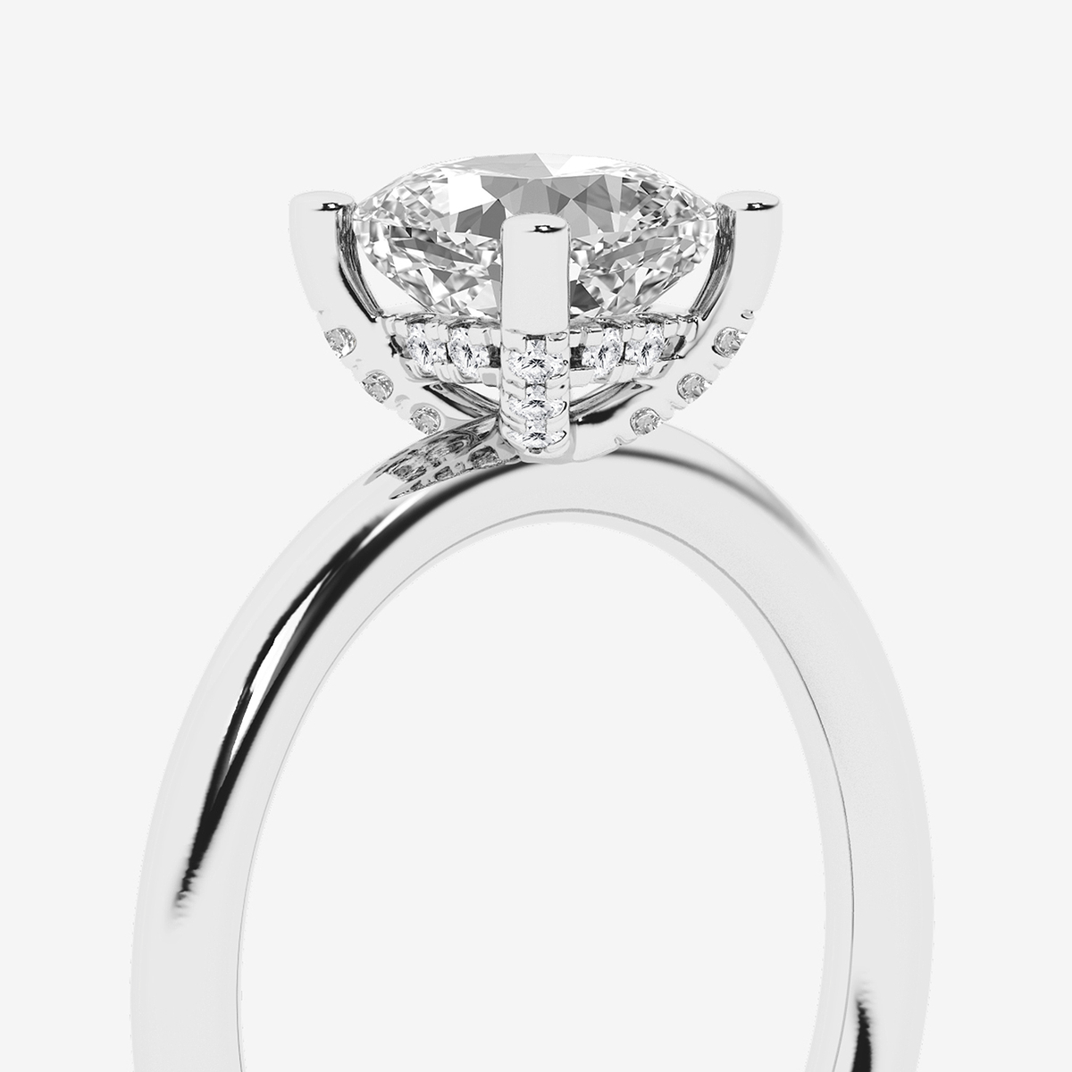 Additional Image 2 for  1 5/8 ctw Cushion Lab Grown Diamond Hidden Halo Engagement Ring