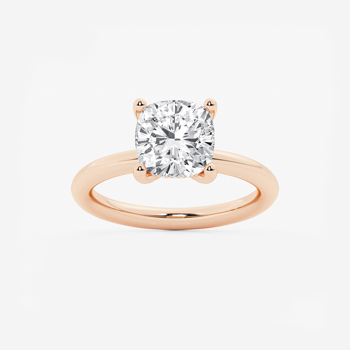 3 1/8 ctw Cushion Lab Grown Diamond Hidden Halo Engagement Ring