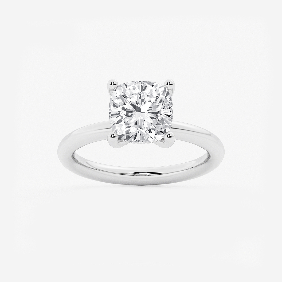 3 1/8 ctw Cushion Lab Grown Diamond Hidden Halo Engagement Ring