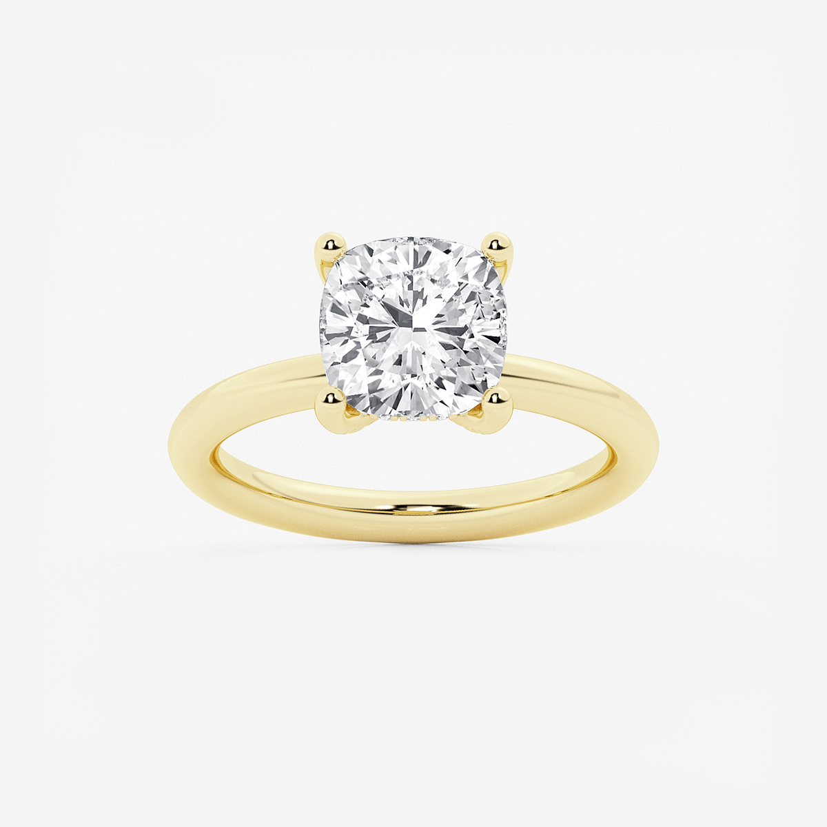 3 1/8 ctw Cushion Lab Grown Diamond Hidden Halo Engagement Ring