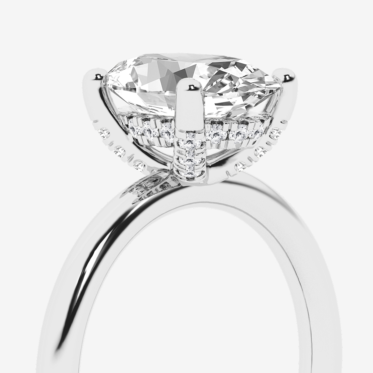 Additional Image 2 for  2 5/8 ctw Oval Lab Grown Diamond Hidden Halo Engagement Ring