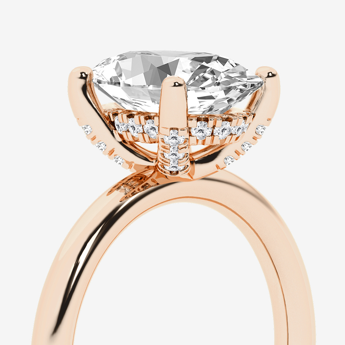 Additional Image 2 for  3 1/8 ctw Oval Lab Grown Diamond Hidden Halo Engagement Ring