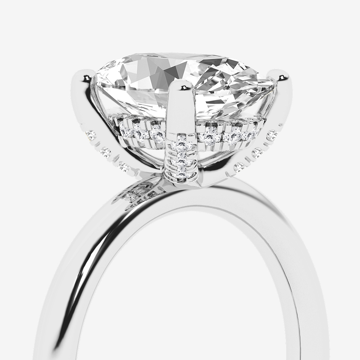 Additional Image 2 for  3 1/8 ctw Oval Lab Grown Diamond Hidden Halo Engagement Ring