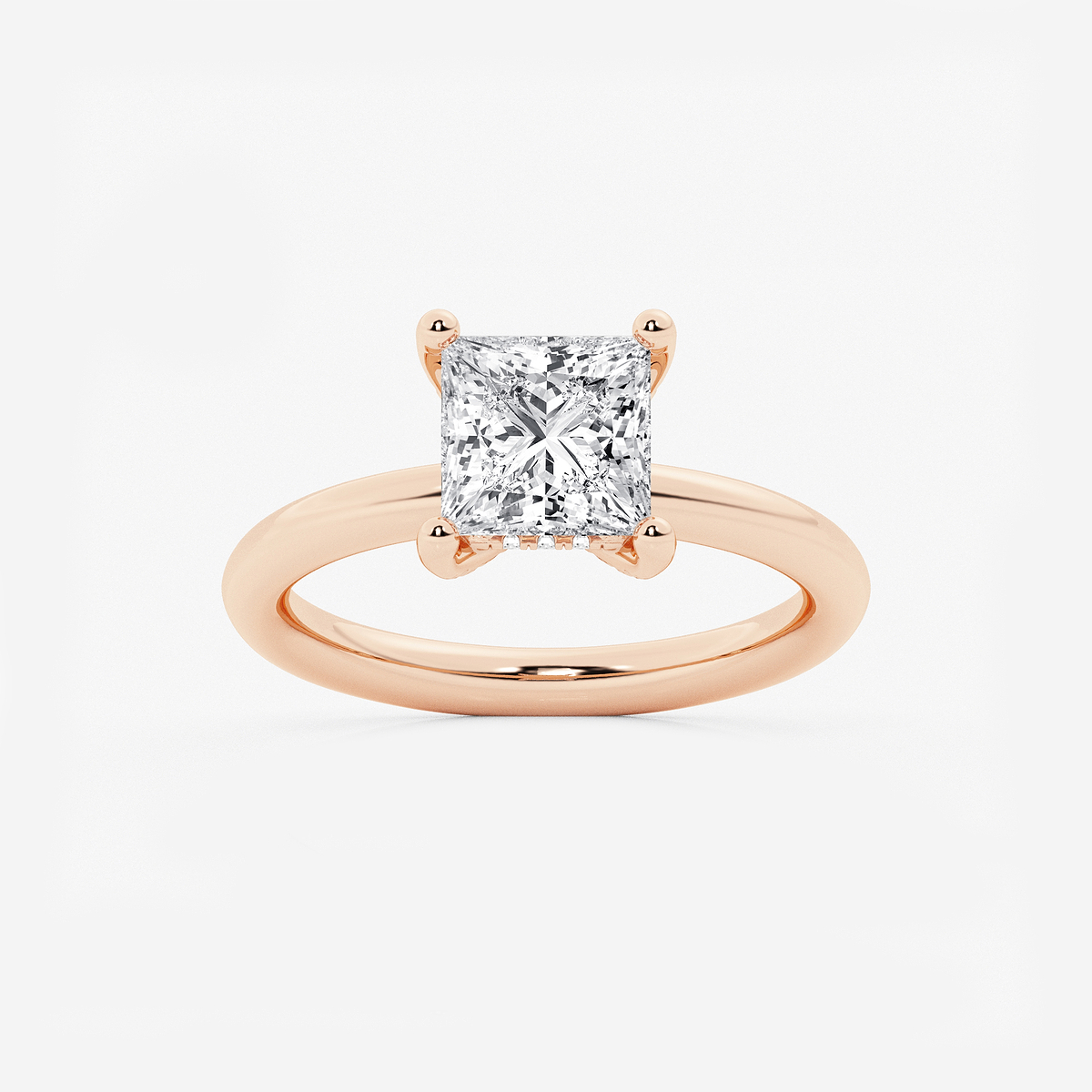 2 1/10 ctw Princess Lab Grown Diamond Hidden Halo Engagement Ring