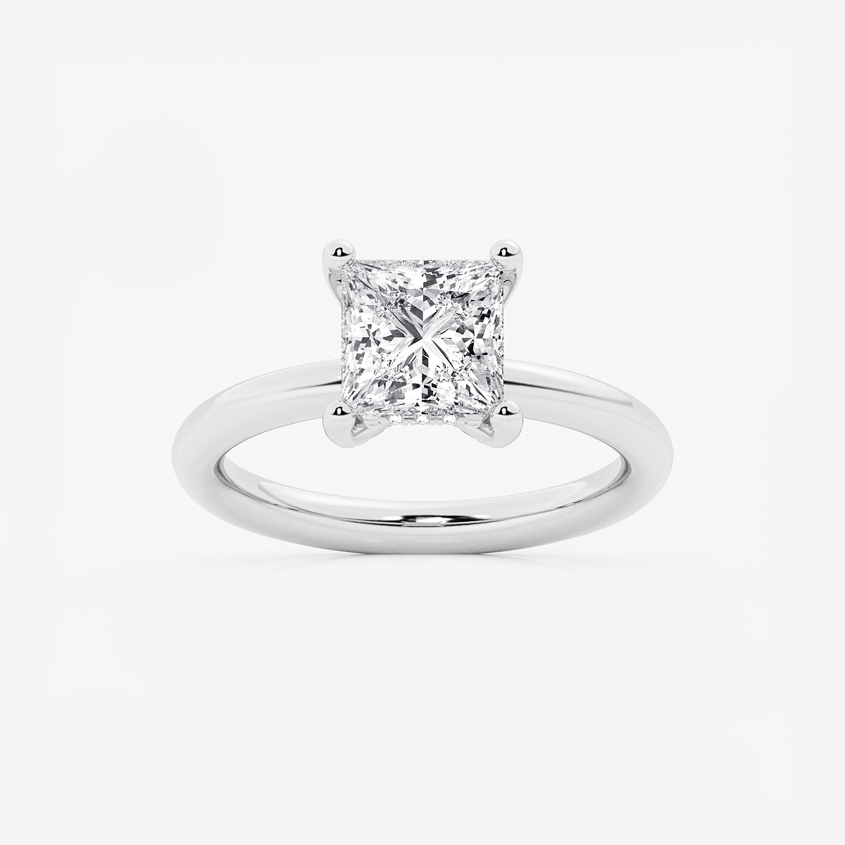 2 1/10 ctw Princess Lab Grown Diamond Hidden Halo Engagement Ring