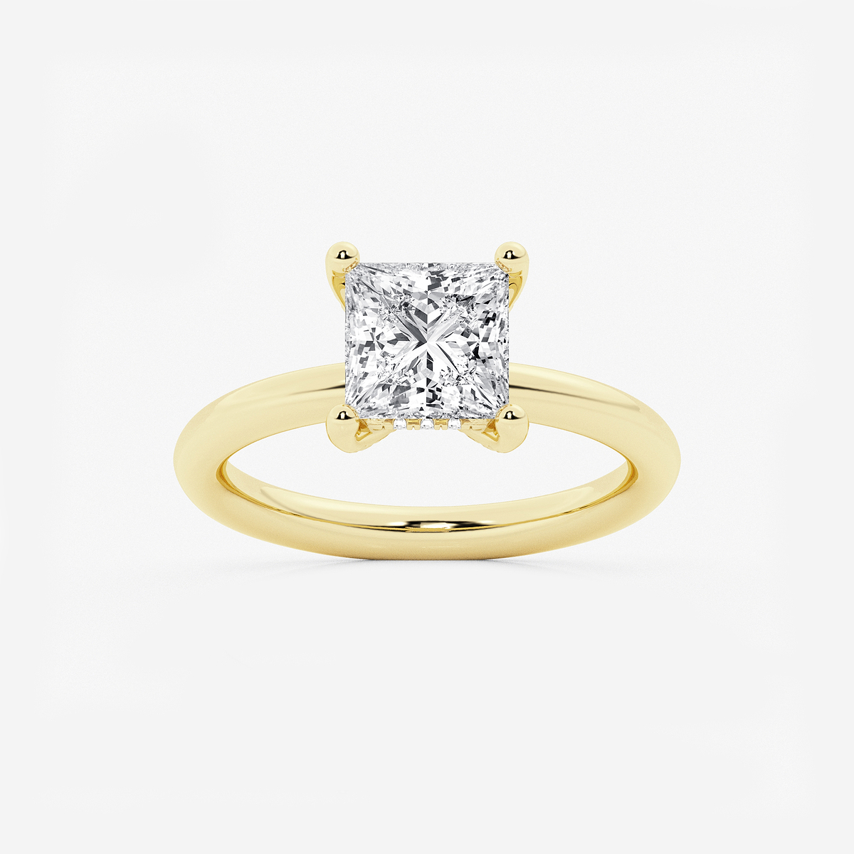 2 1/10 ctw Princess Lab Grown Diamond Hidden Halo Engagement Ring
