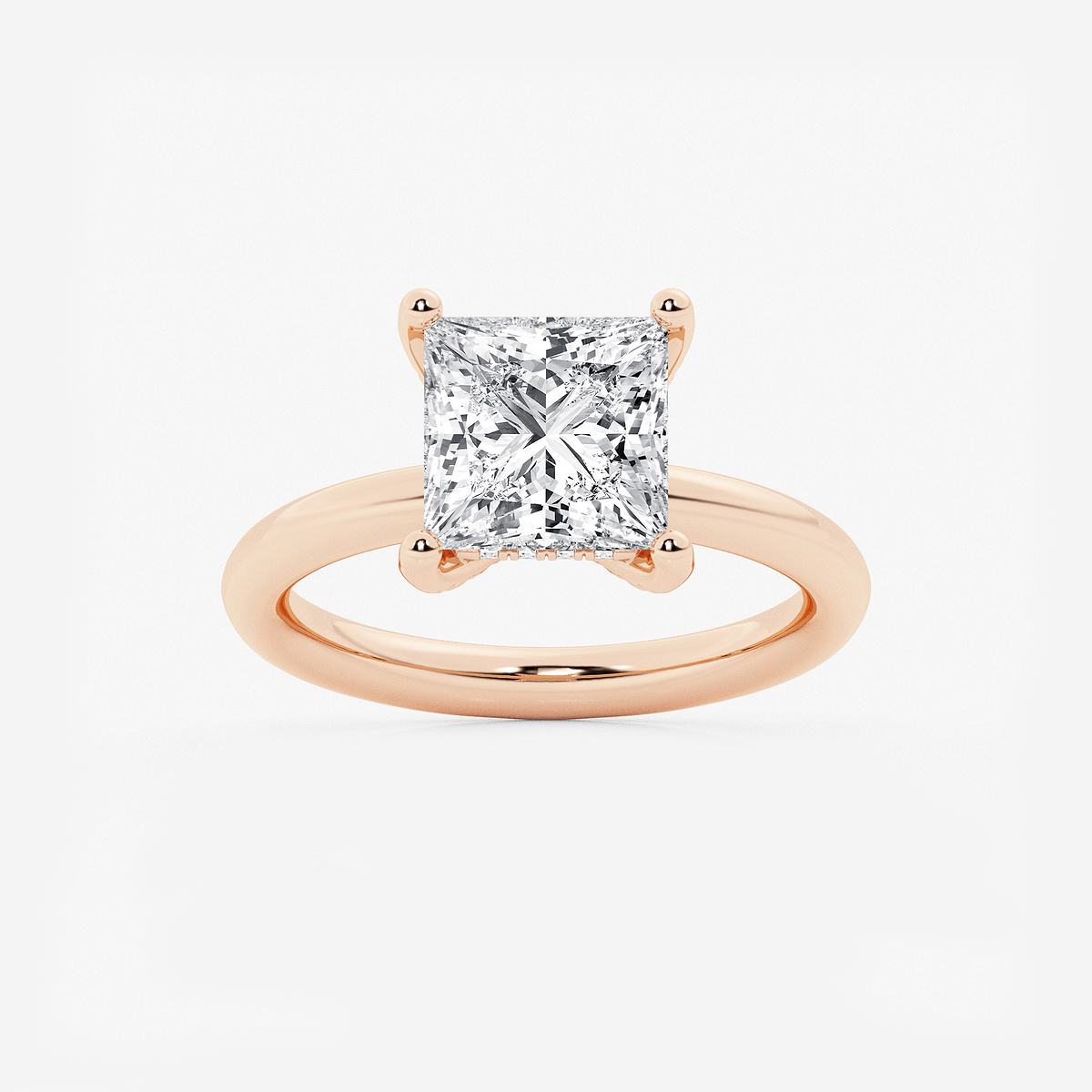 3 1/8 ctw Princess Lab Grown Diamond Hidden Halo Engagement Ring