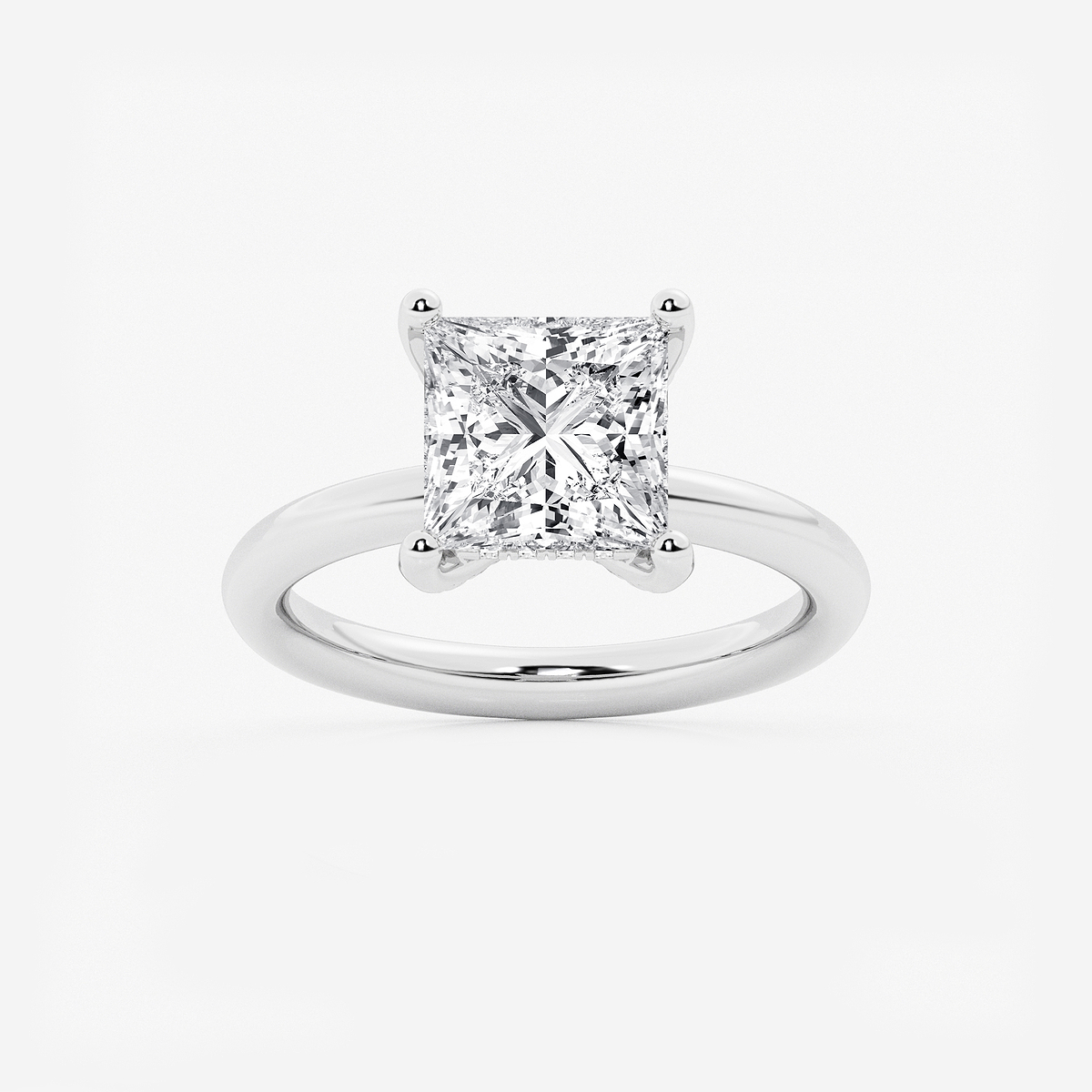 3 1/8 ctw Princess Lab Grown Diamond Hidden Halo Engagement Ring