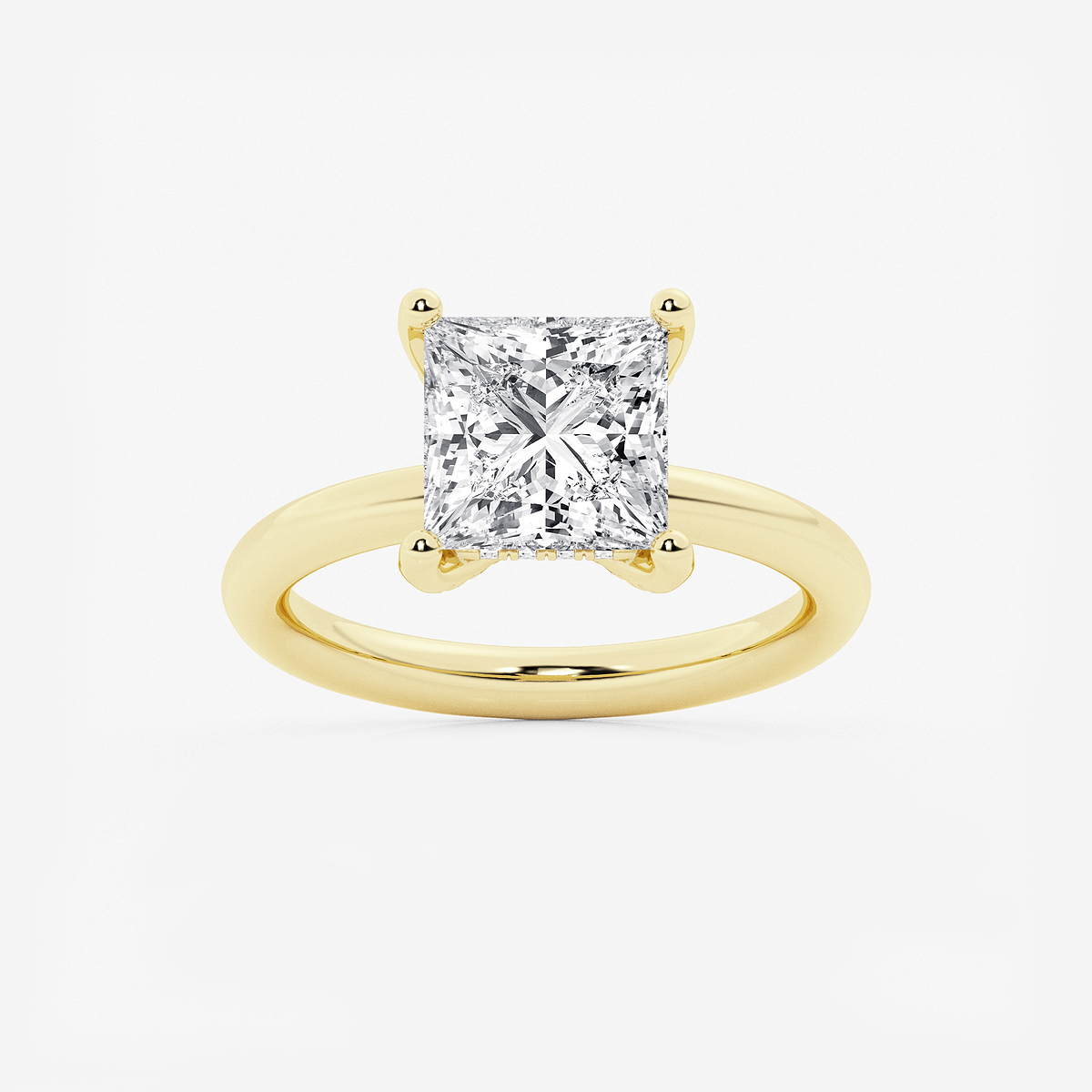 3 1/8 ctw Princess Lab Grown Diamond Hidden Halo Engagement Ring
