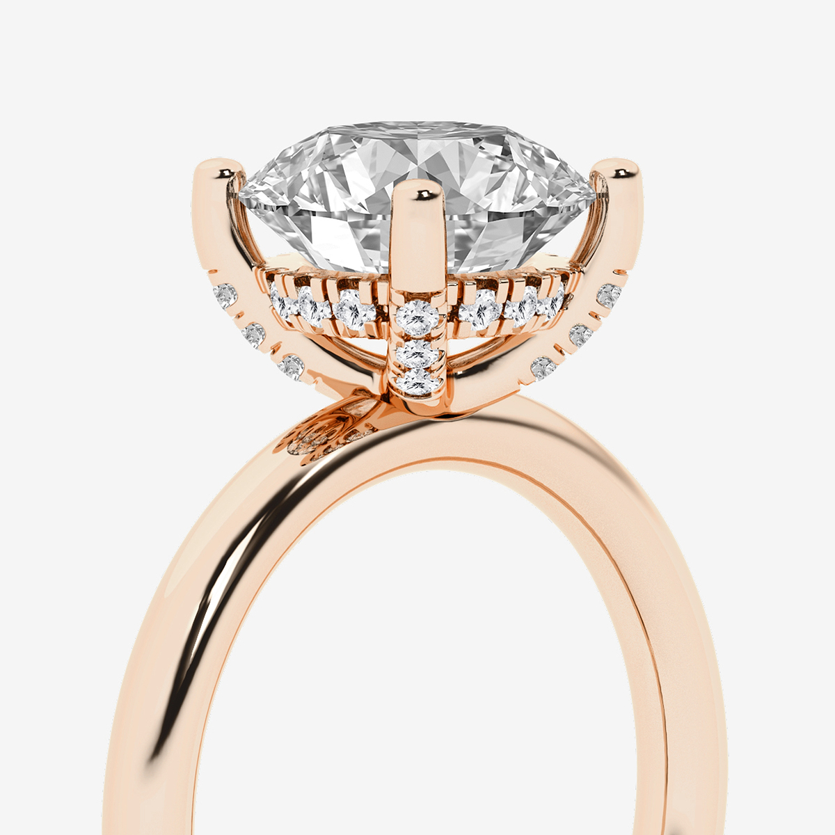 Additional Image 2 for  3 1/8 ctw Round Lab Grown Diamond Hidden Halo Engagement Ring