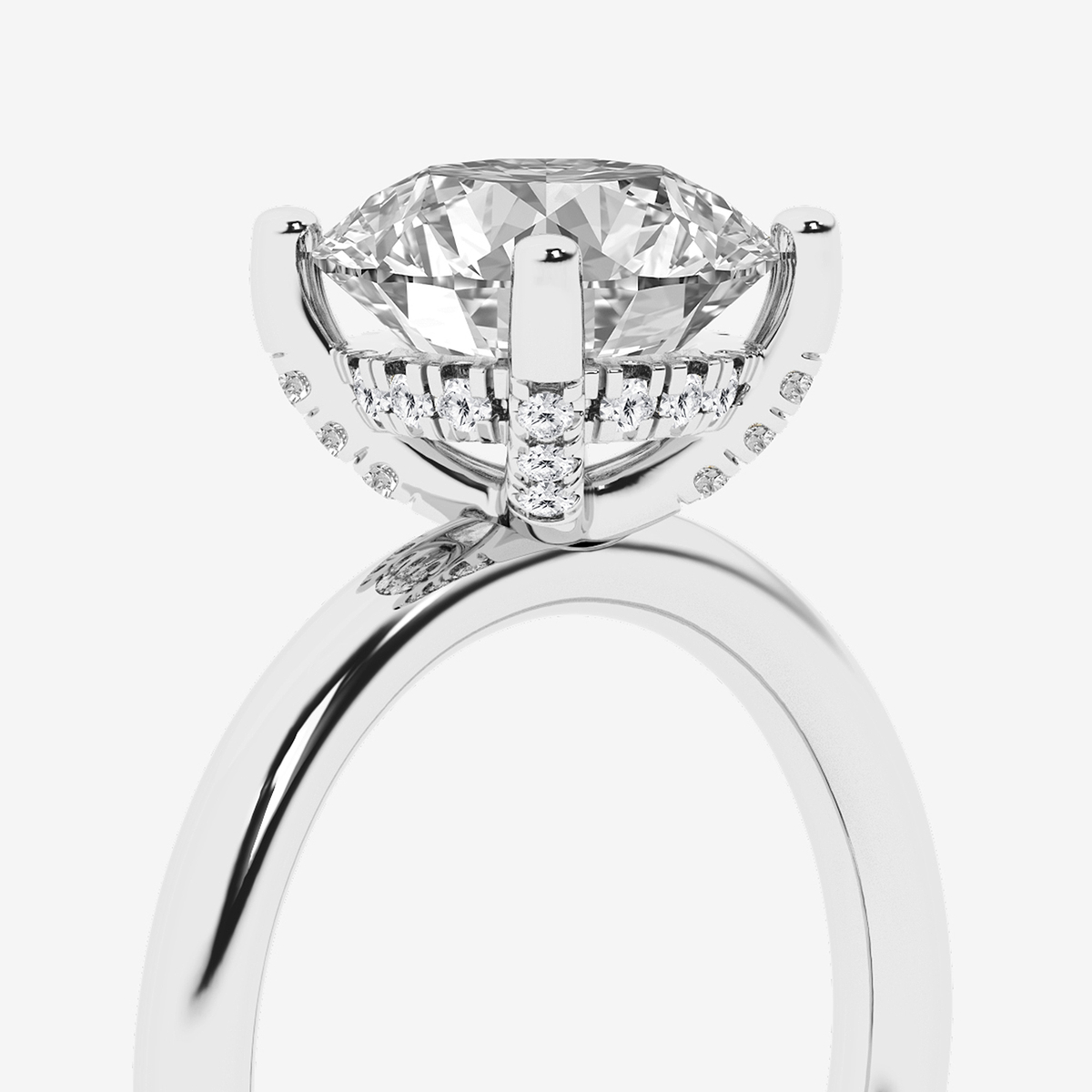 Additional Image 2 for  3 1/8 ctw Round Lab Grown Diamond Hidden Halo Engagement Ring