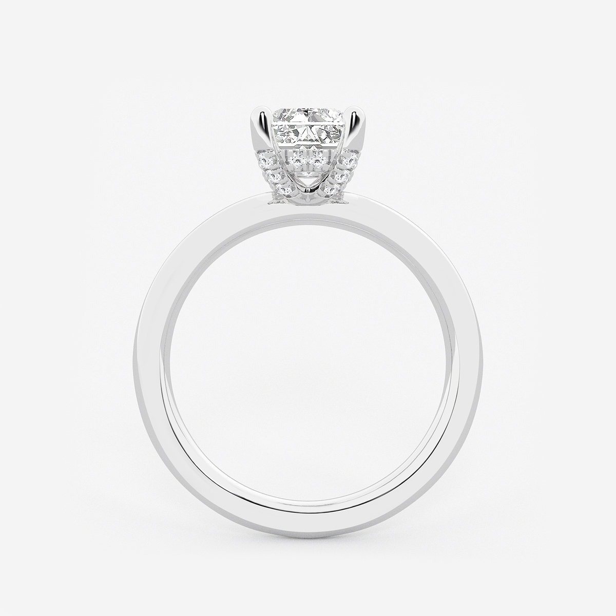 Additional Image 1 for  2 1/10 ctw Radiant Lab Grown Diamond Hidden Halo Engagement Ring