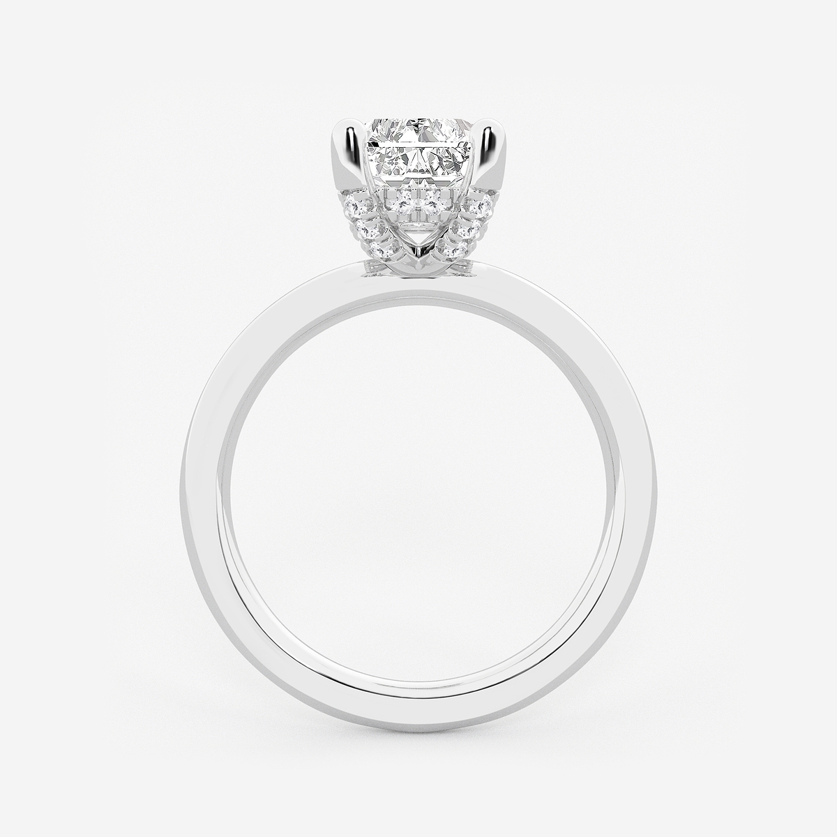 Additional Image 1 for  3 1/8 ctw Radiant Lab Grown Diamond Hidden Halo Engagement Ring