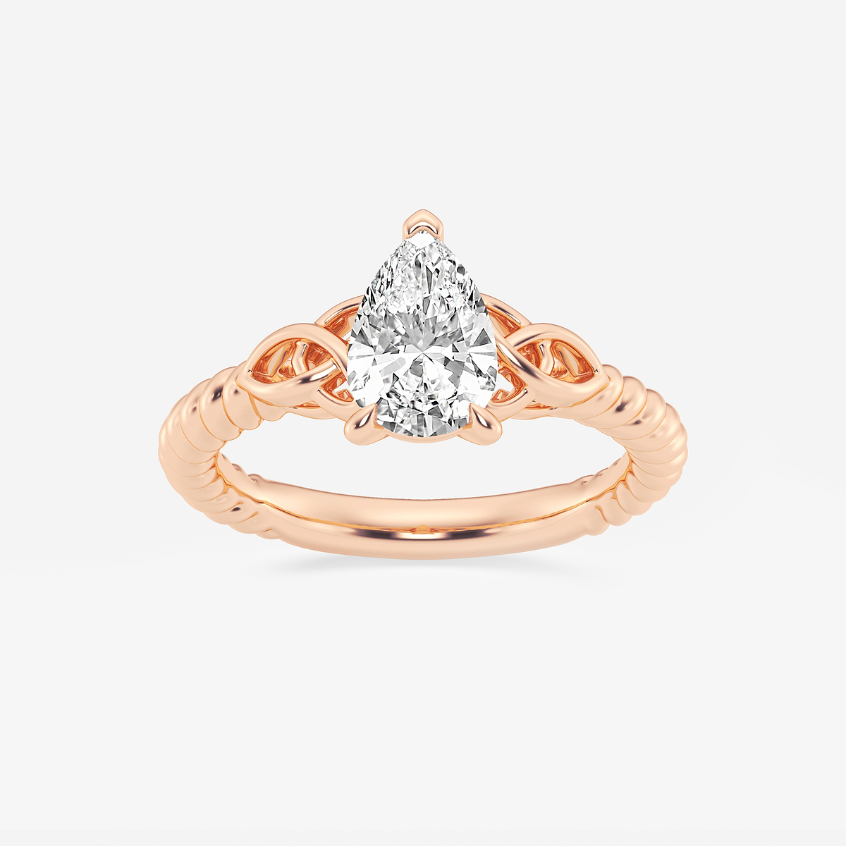 1 ctw Pear Lab Grown Diamond Celtic Twist Solitaire Engagement Ring