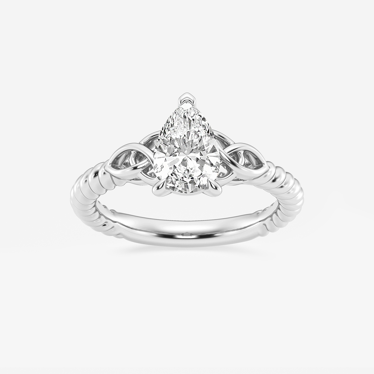 1 ctw Pear Lab Grown Diamond Celtic Twist Solitaire Engagement Ring