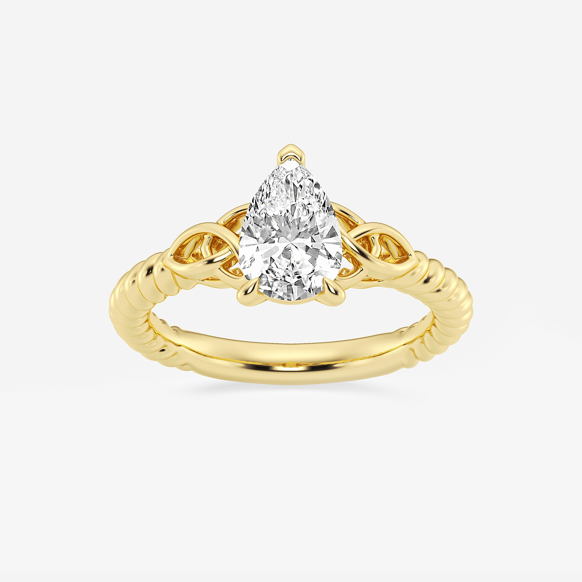 1 ctw Pear Lab Grown Diamond Celtic Twist Solitaire Engagement Ring
