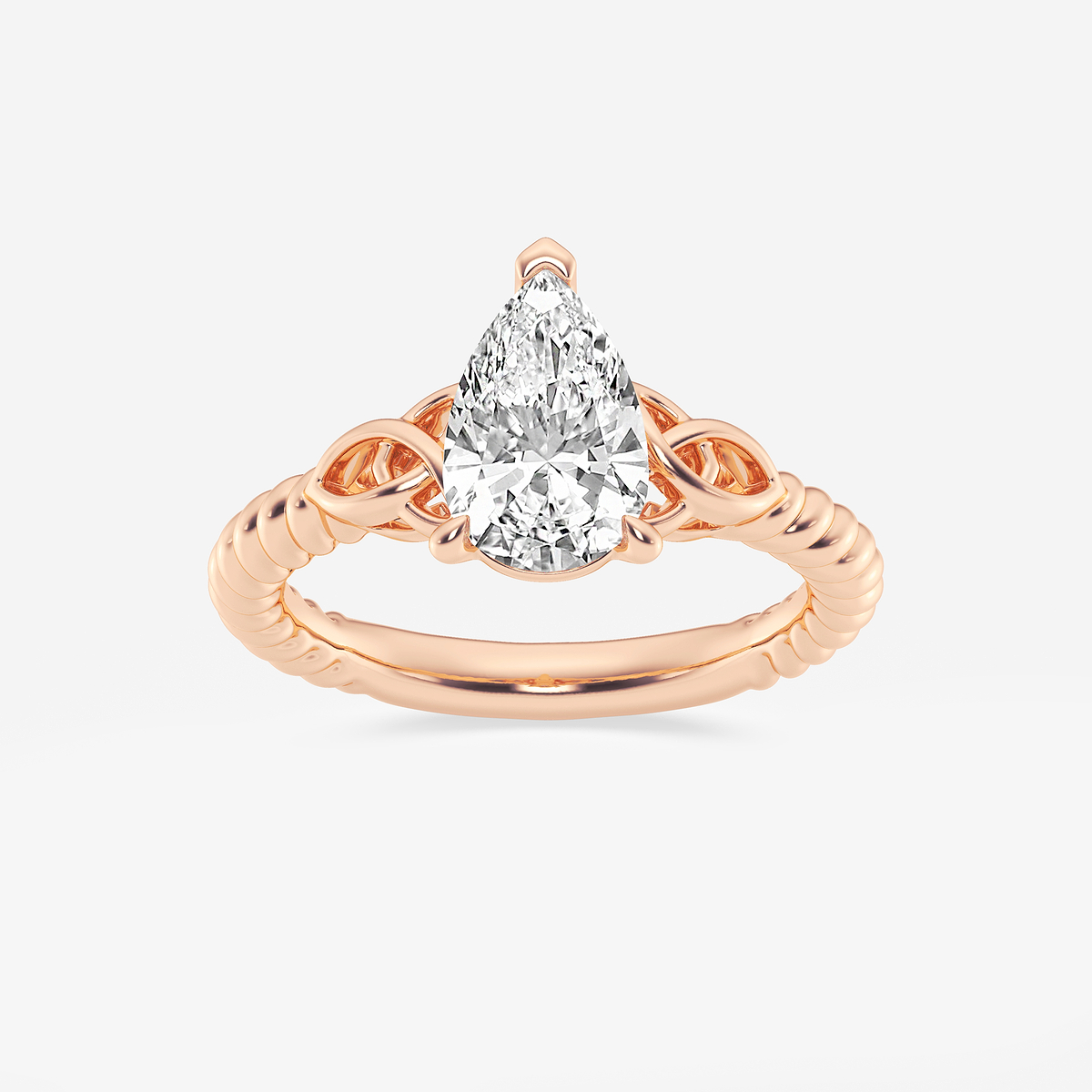1 1/2 ctw Pear Lab Grown Diamond Celtic Twist Solitaire Engagement Ring