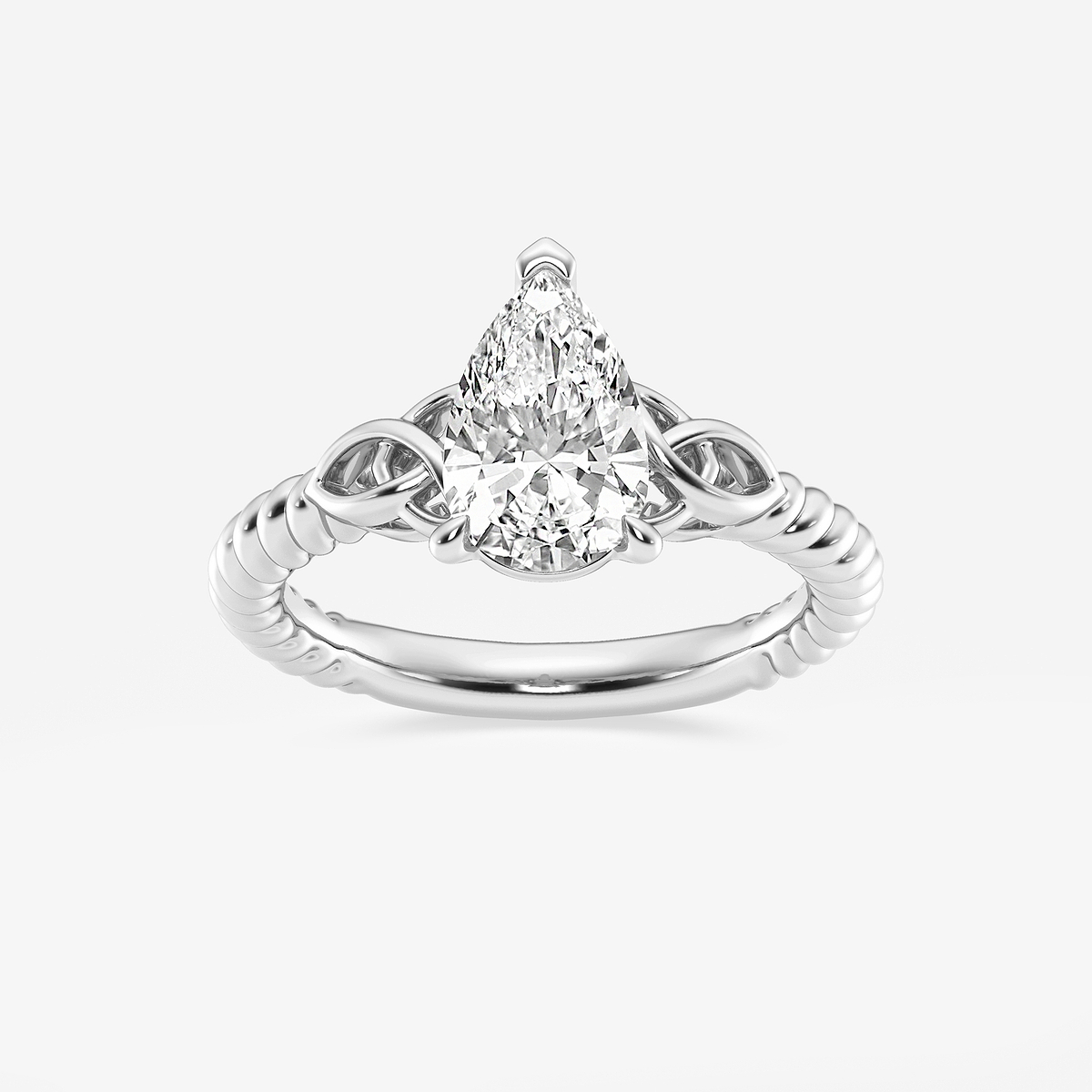1 1/2 ctw Pear Lab Grown Diamond Celtic Twist Solitaire Engagement Ring