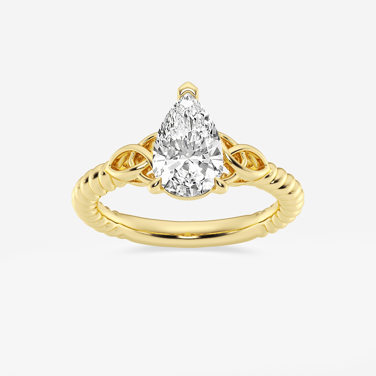 1 1/2 ctw Pear Lab Grown Diamond Celtic Twist Solitaire Engagement Ring