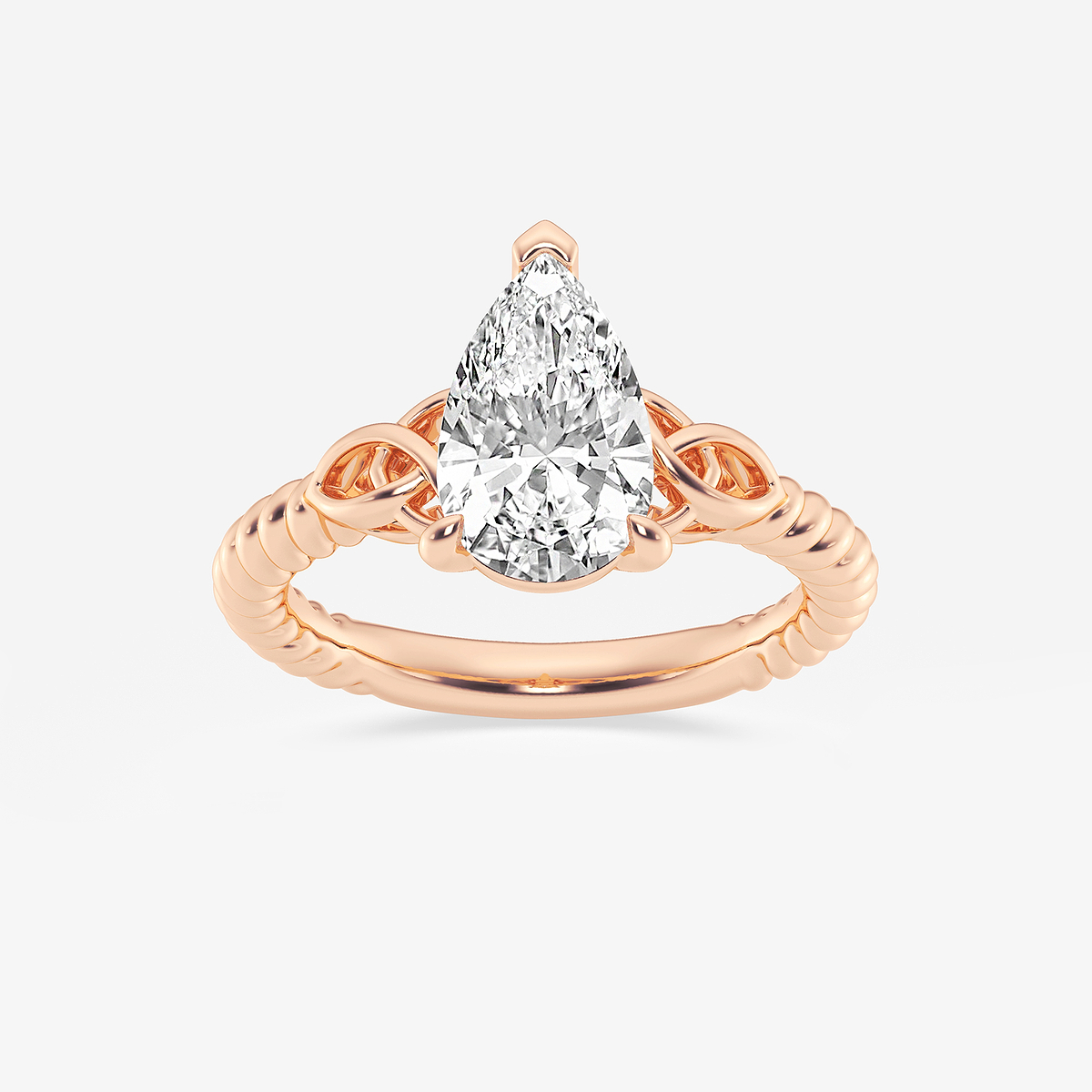 2 ctw Pear Lab Grown Diamond Celtic Twist Solitaire Engagement Ring