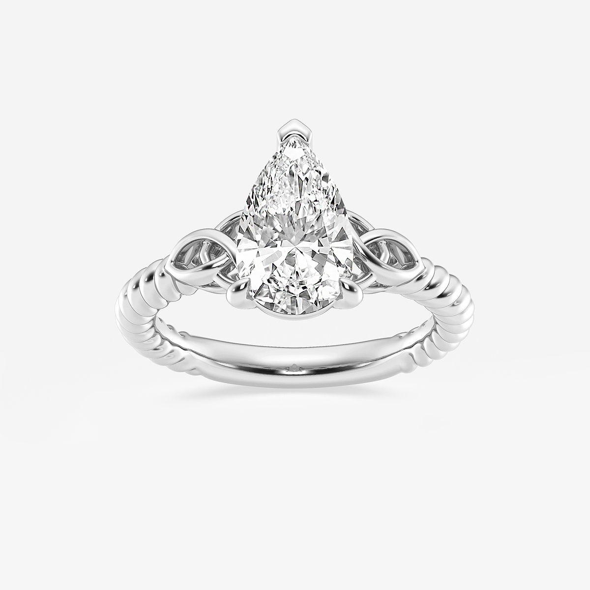 2 ctw Pear Lab Grown Diamond Celtic Twist Solitaire Engagement Ring