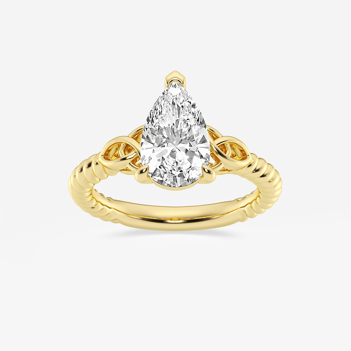 2 ctw Pear Lab Grown Diamond Celtic Twist Solitaire Engagement Ring