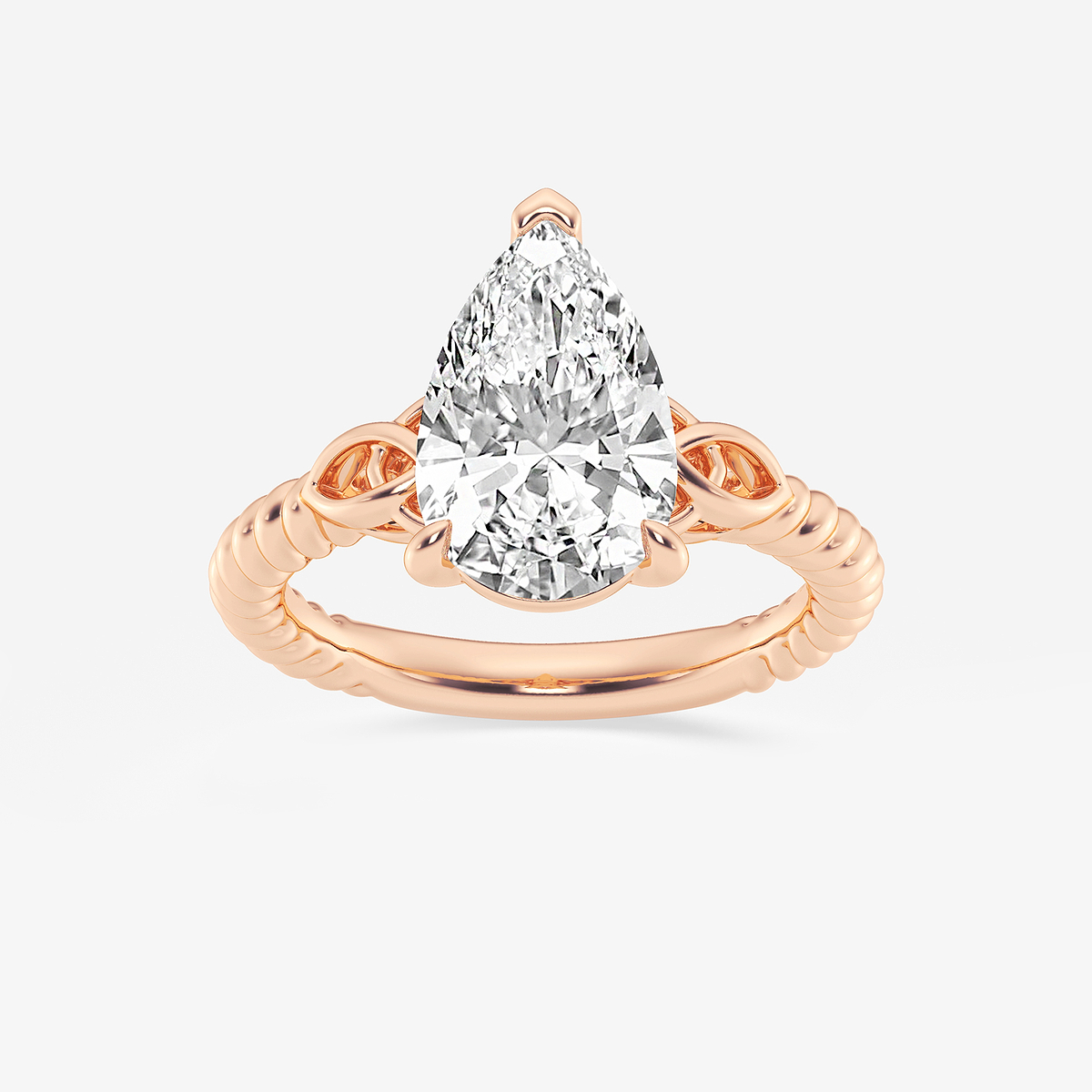 3 ctw Pear Lab Grown Diamond Celtic Twist Solitaire Engagement Ring
