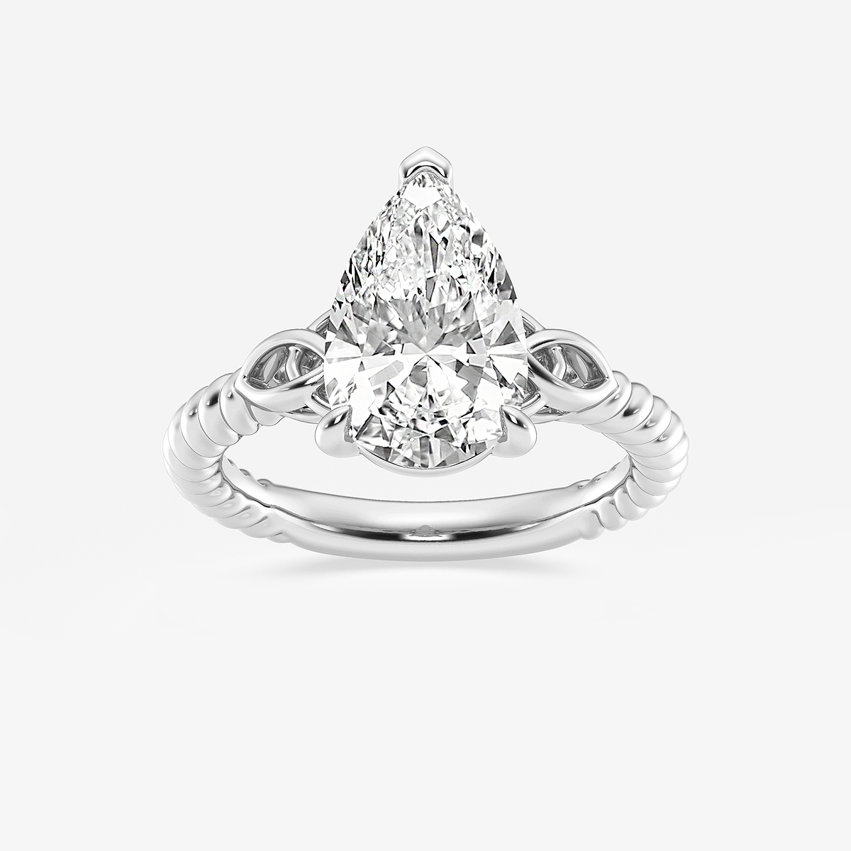 3 ctw Pear Lab Grown Diamond Celtic Twist Solitaire Engagement Ring
