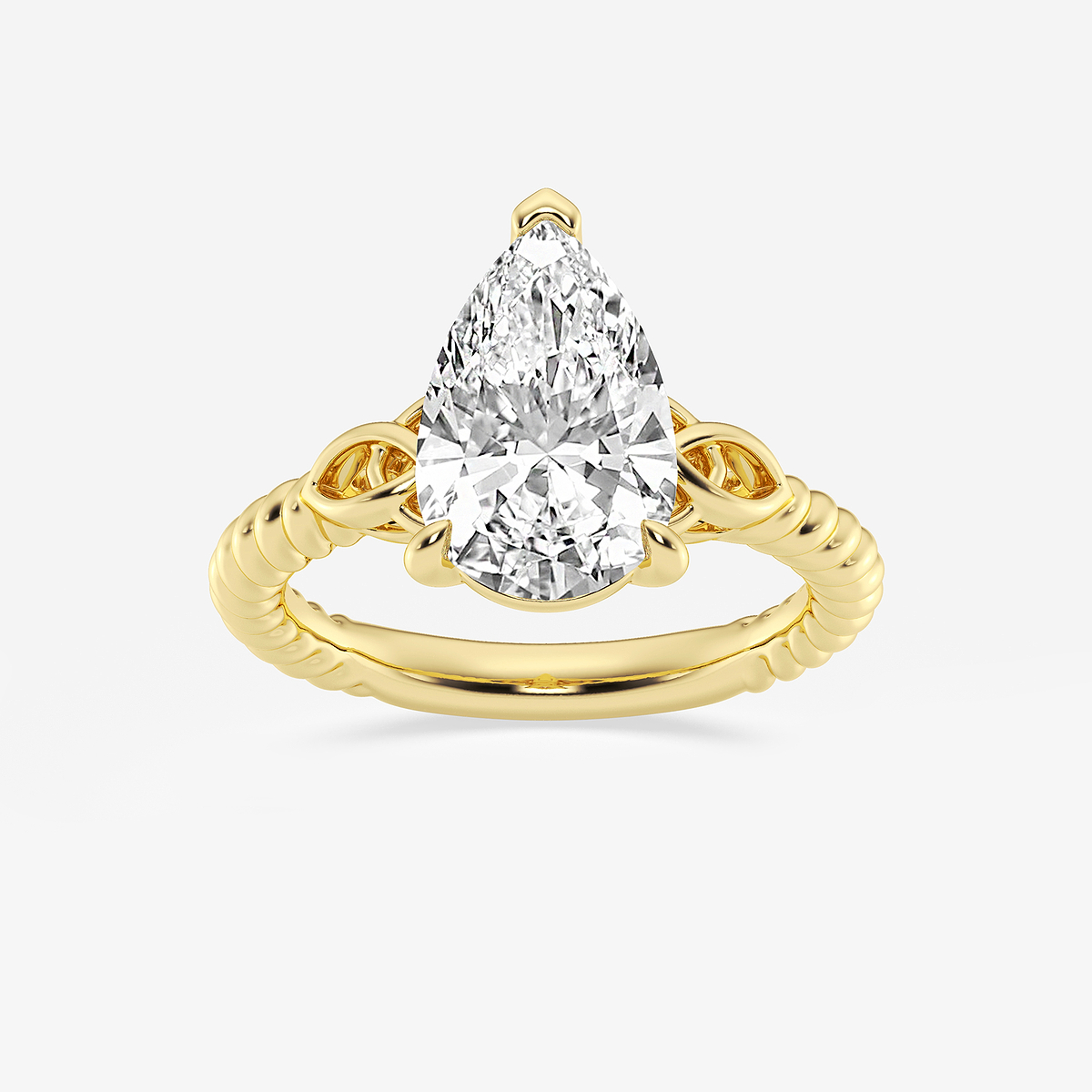 3 ctw Pear Lab Grown Diamond Celtic Twist Solitaire Engagement Ring