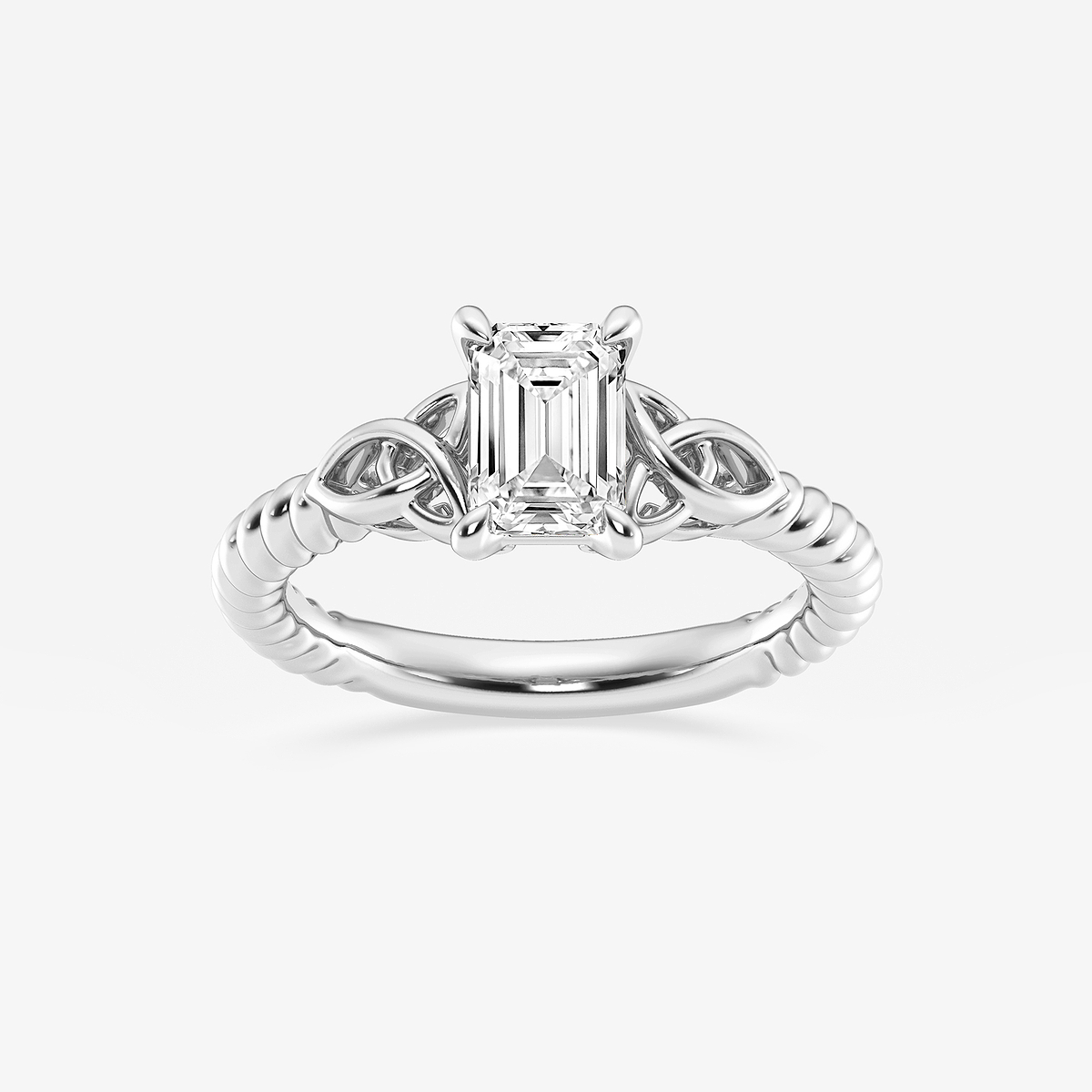 1 ctw Emerald Lab Grown Diamond Celtic Twist Solitaire Engagement Ring