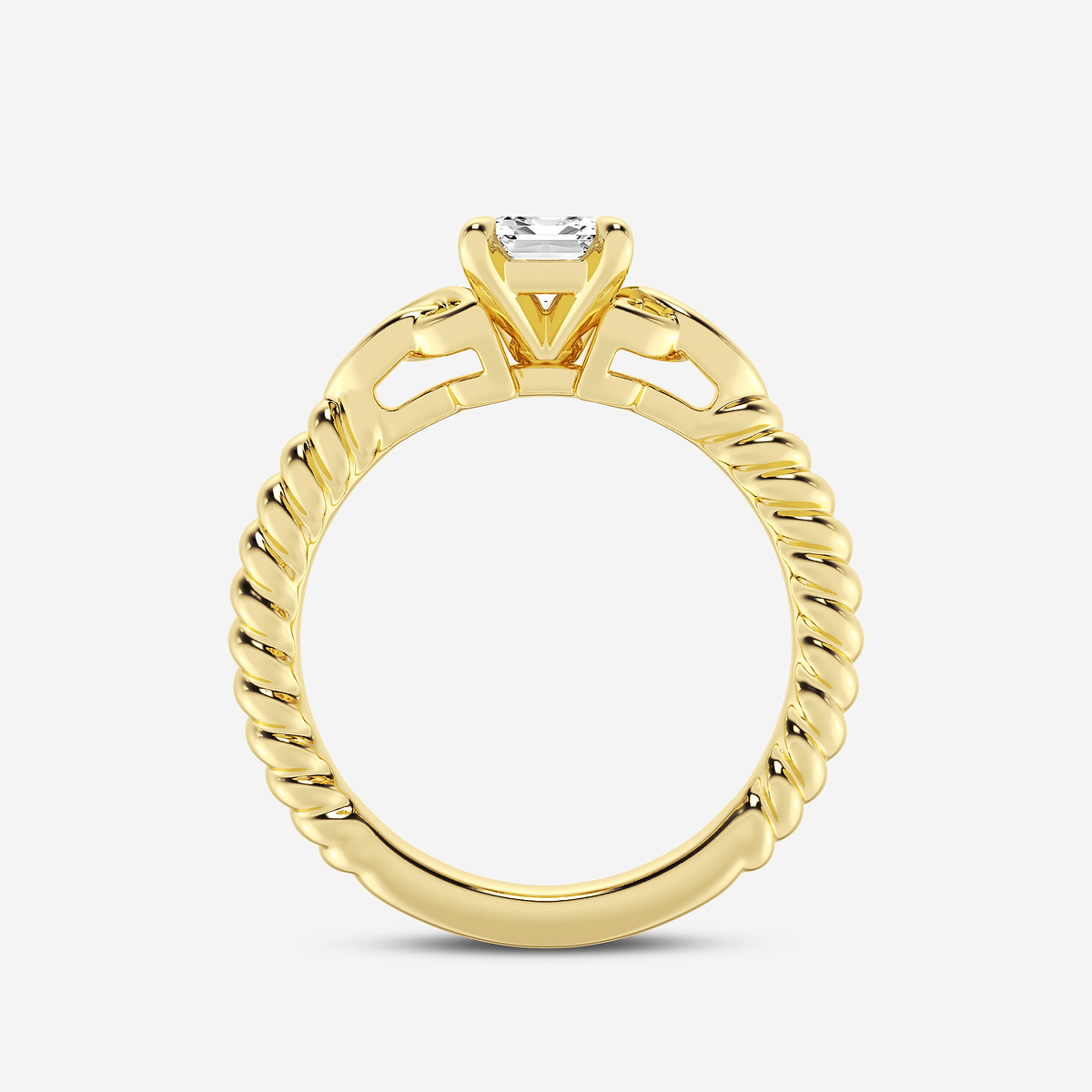 1 ctw Emerald Lab Grown Diamond Celtic Twist Solitaire Engagement Ring 14K Yellow Gold, E, VS1