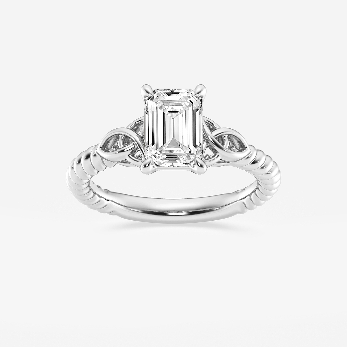1 1/2 ctw Emerald Lab Grown Diamond Celtic Twist Solitaire Engagement Ring