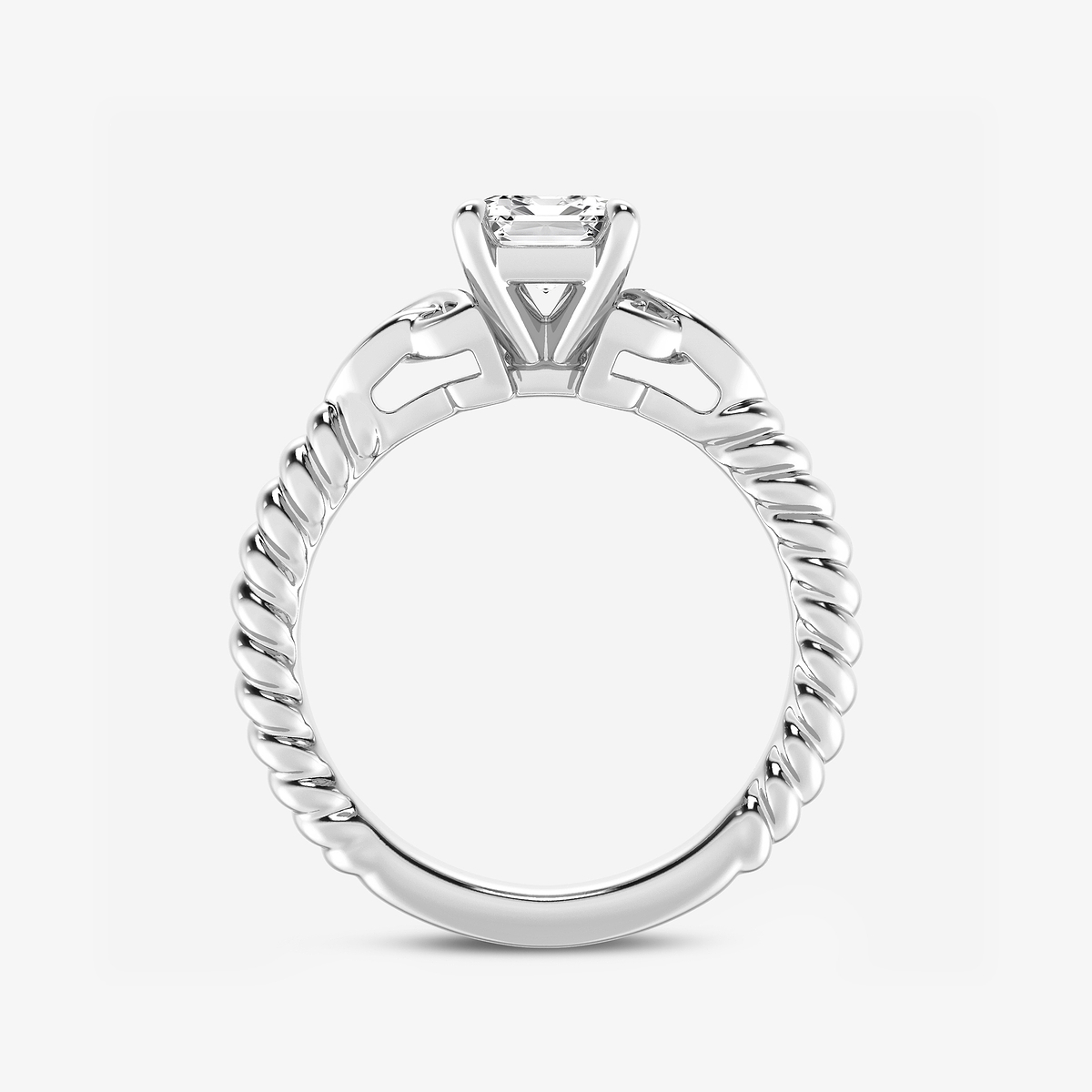 Additional Image 1 for  1 1/2 ctw Emerald Lab Grown Diamond Celtic Twist Solitaire Engagement Ring
