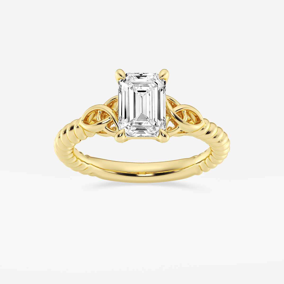 1 1/2 ctw Emerald Lab Grown Diamond Celtic Twist Solitaire Engagement Ring